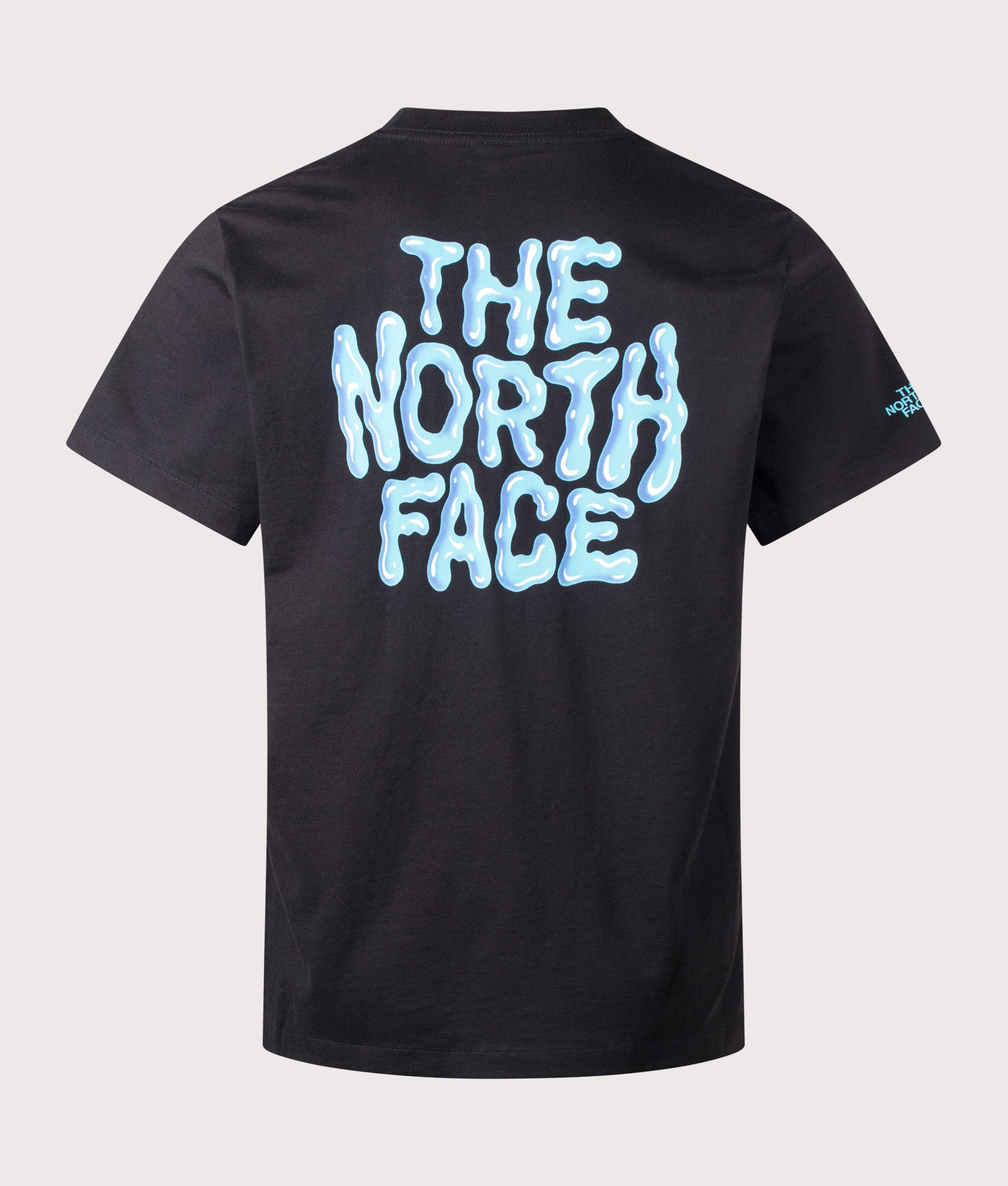 The North Face Relaxed Fit Drip Logo T-Shirt in TNF Black at EQVVS Menswear. Back shot.