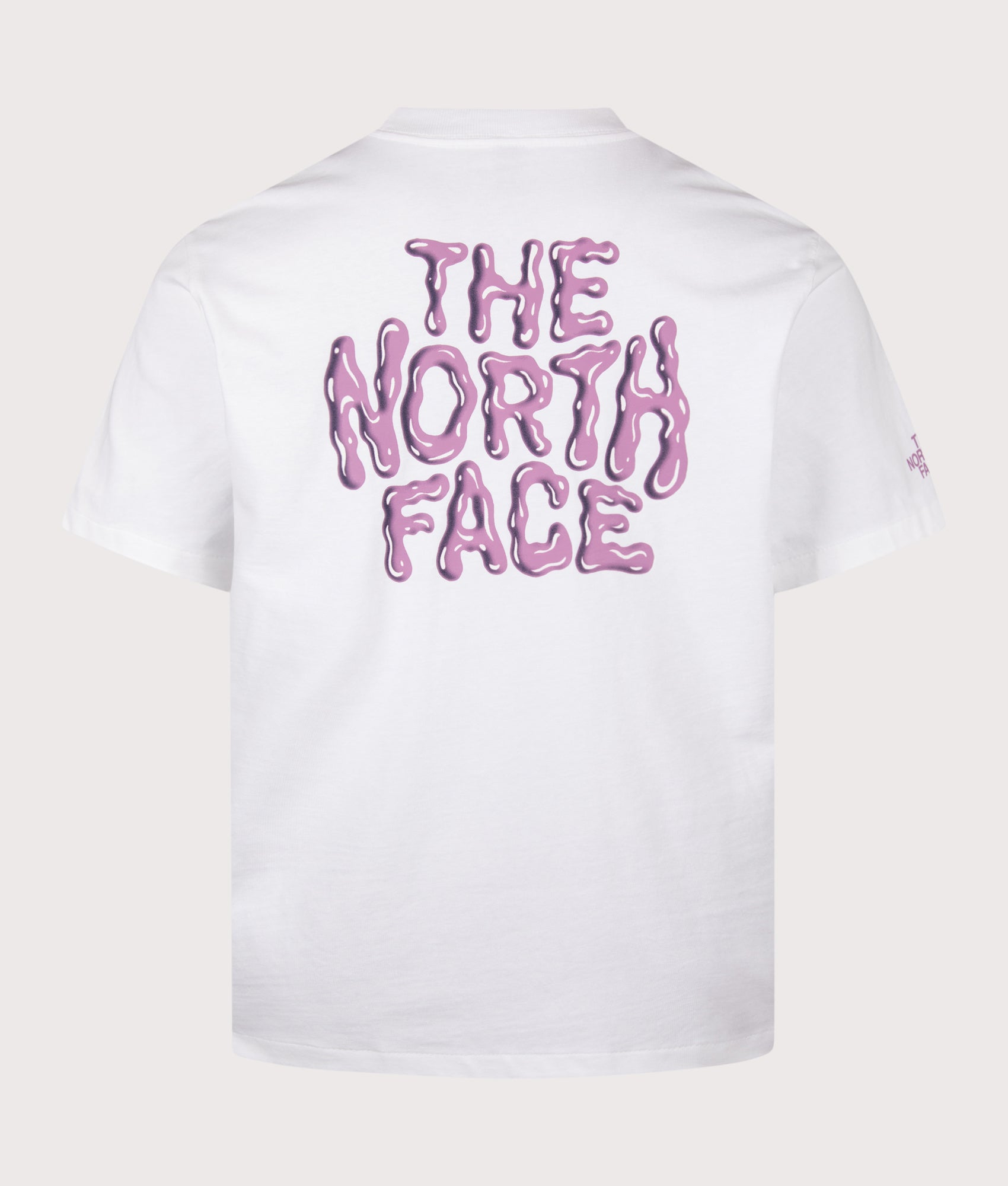 The North Face Relaxed Fit Drip Logo T-Shirt in TNF White at EQVVS Menswear. Back shot.