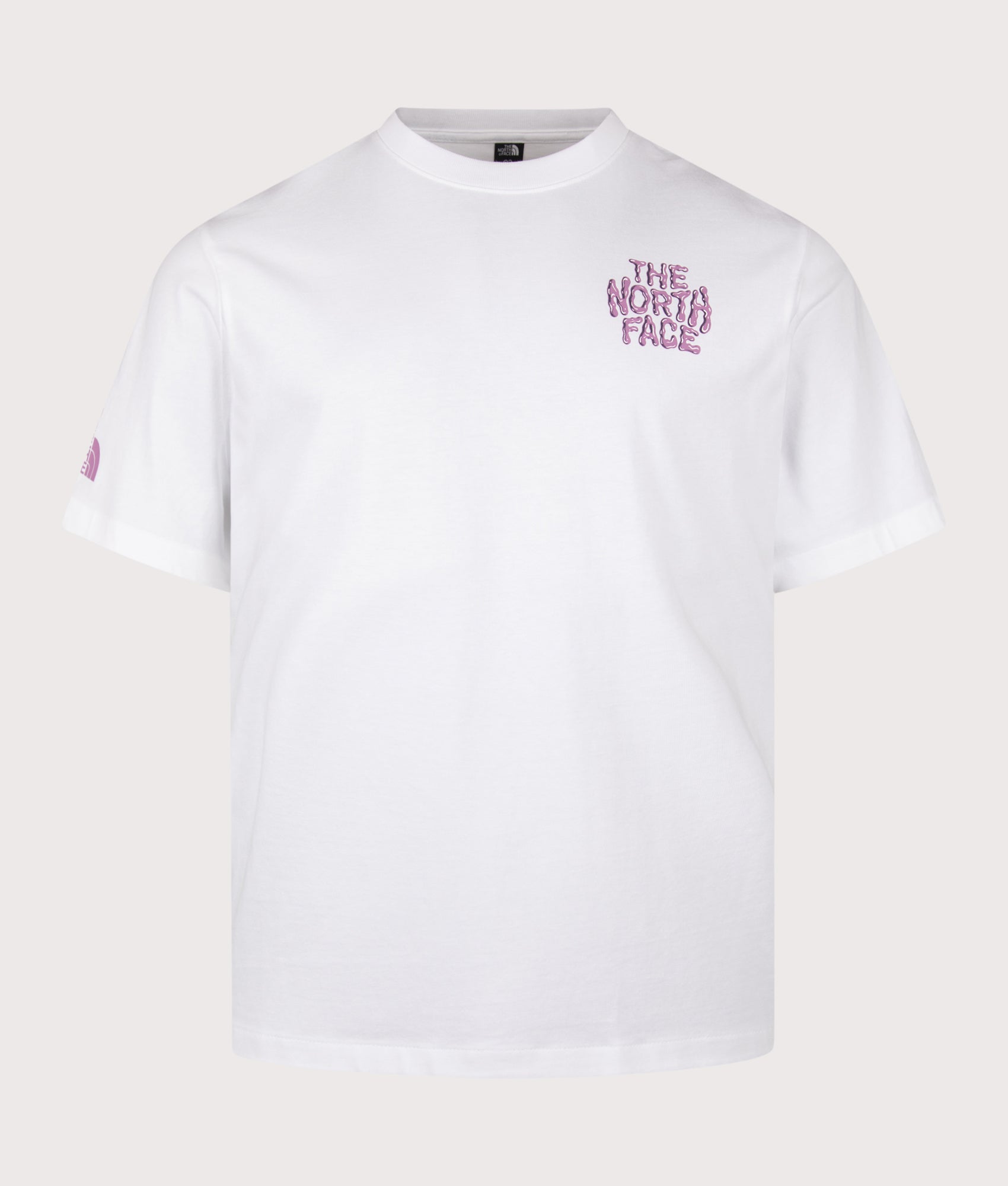 The North Face Relaxed Fit Drip Logo T-Shirt in TNF White at EQVVS Menswear. Front shot.