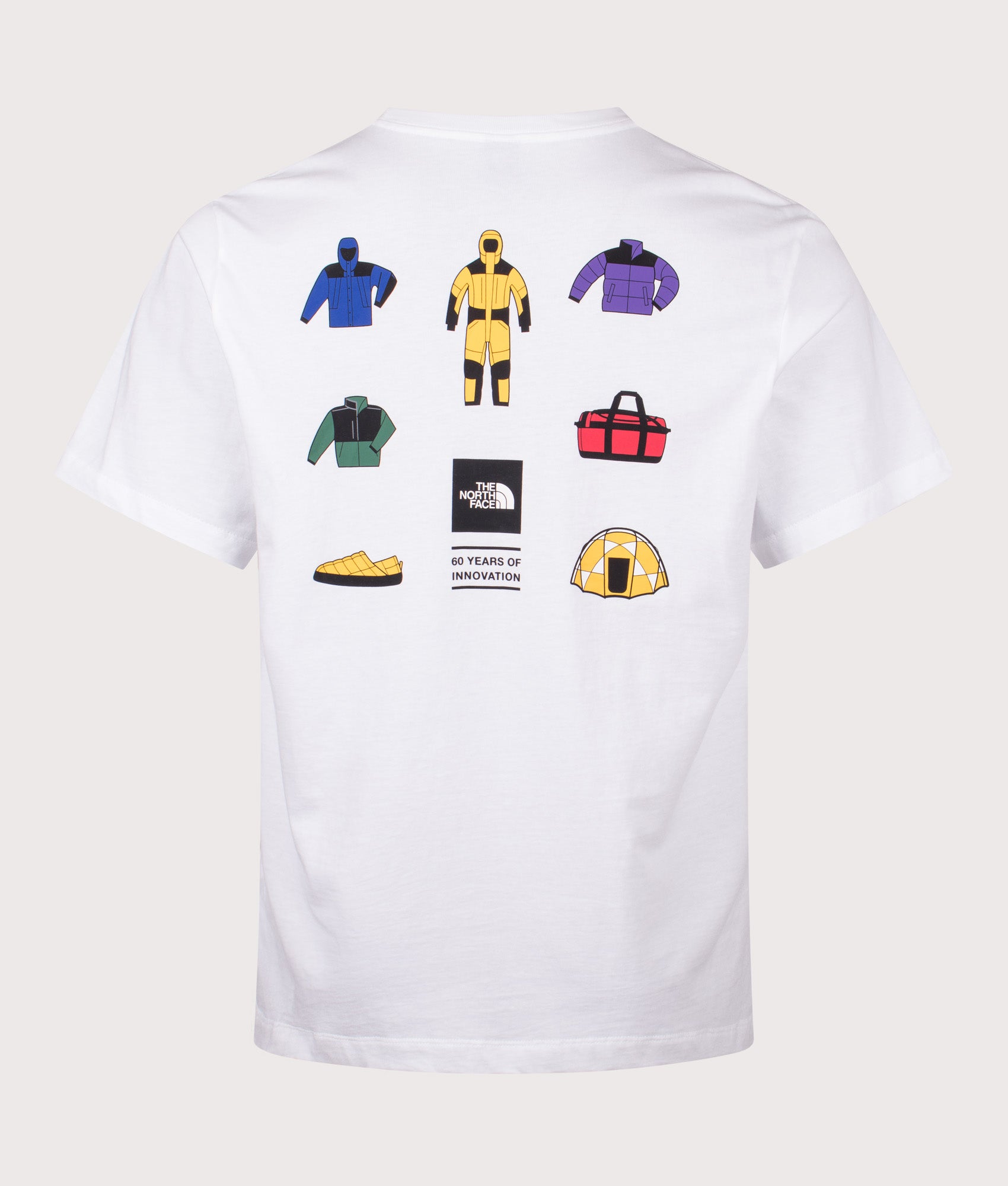 The North Face Icon Celebration T-Shirt in TNF White at EQVVS Menswear. Back shot.