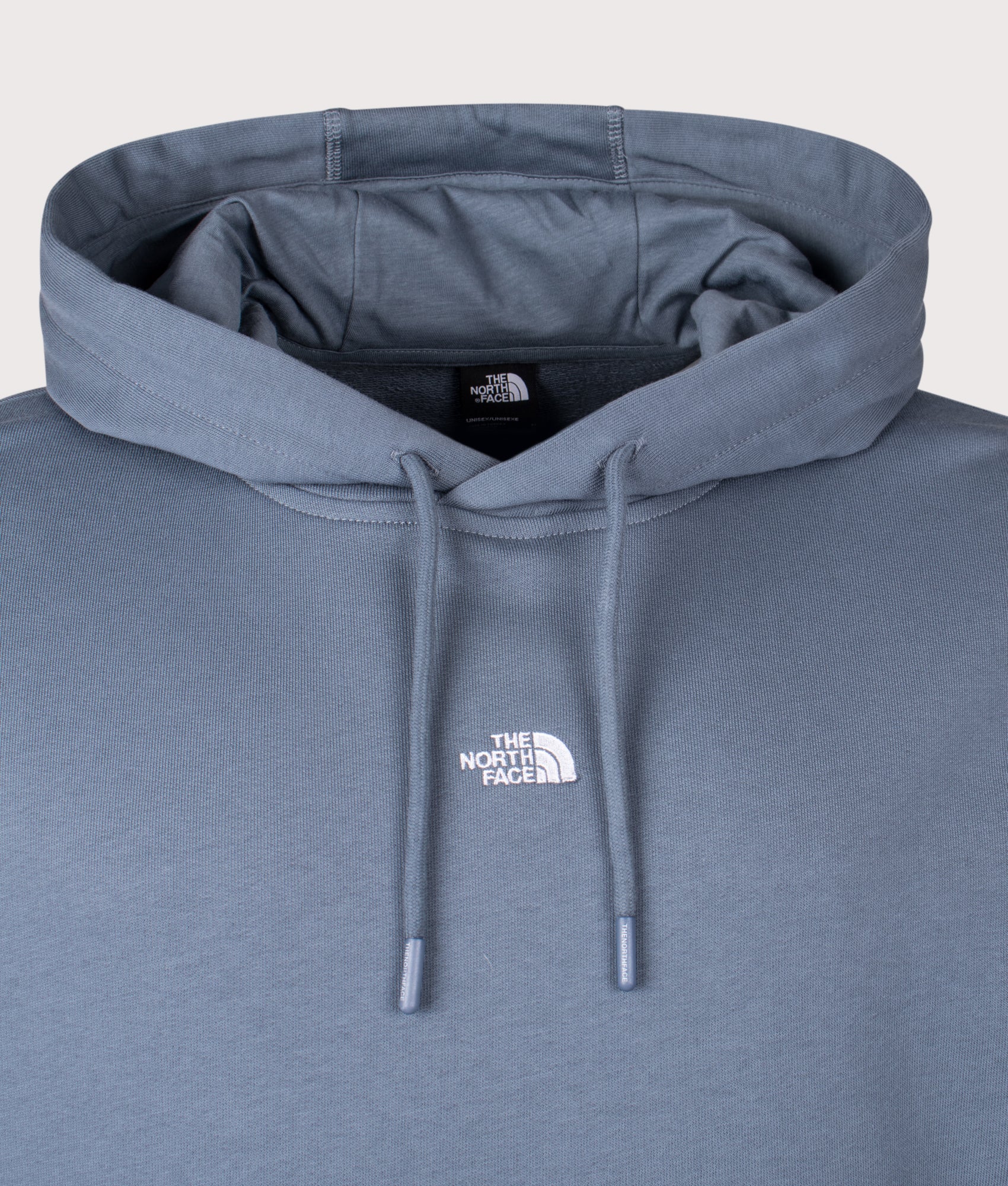 Relaxed Fit Essential Hoodie in Granite Grey by The North Face. Front Detail Shot. Shot by EQVVS.