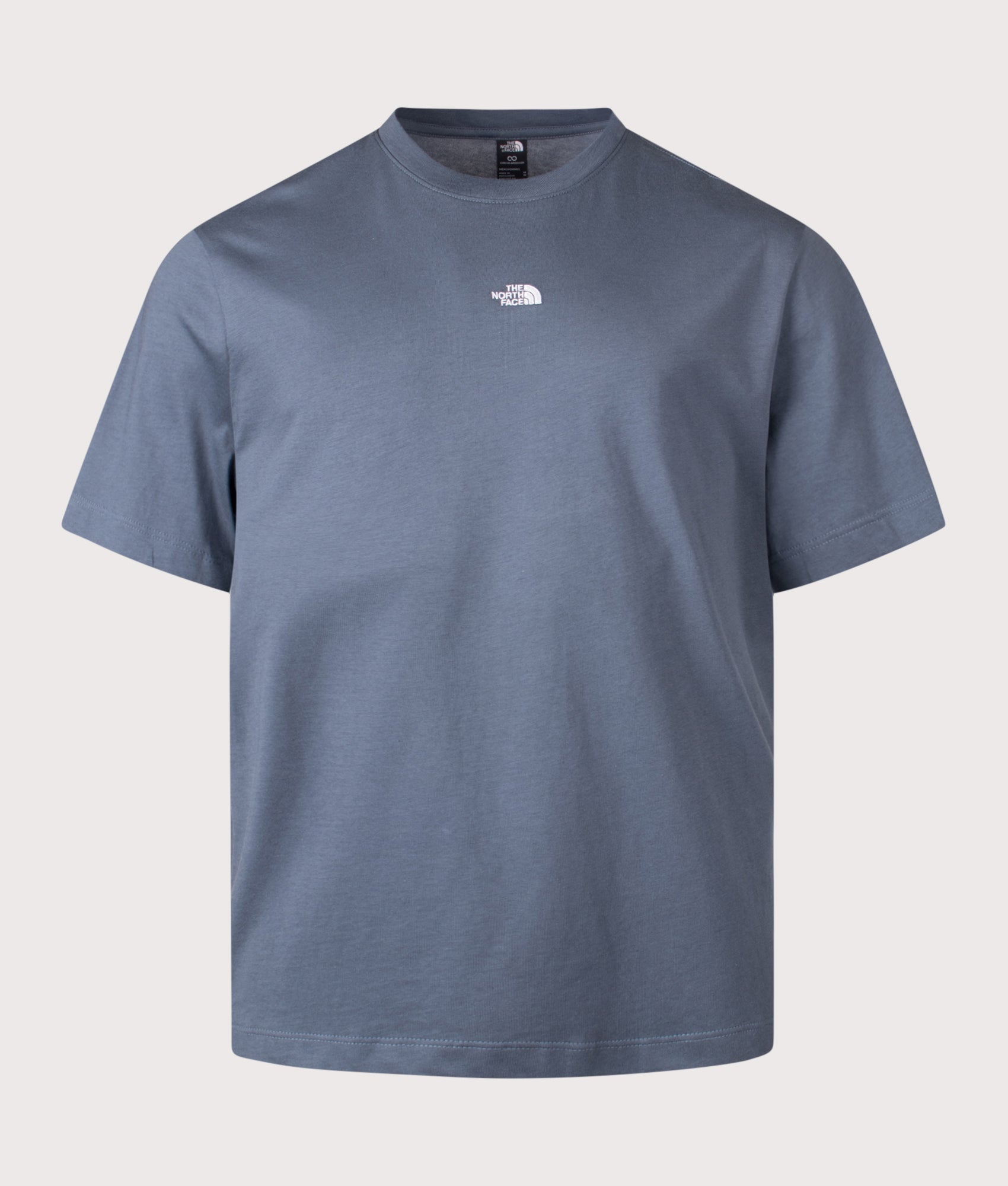 The North Face Relaxed Fit Essential T-Shirt in Granite Grey at EQVVS Menswear. Front shot.