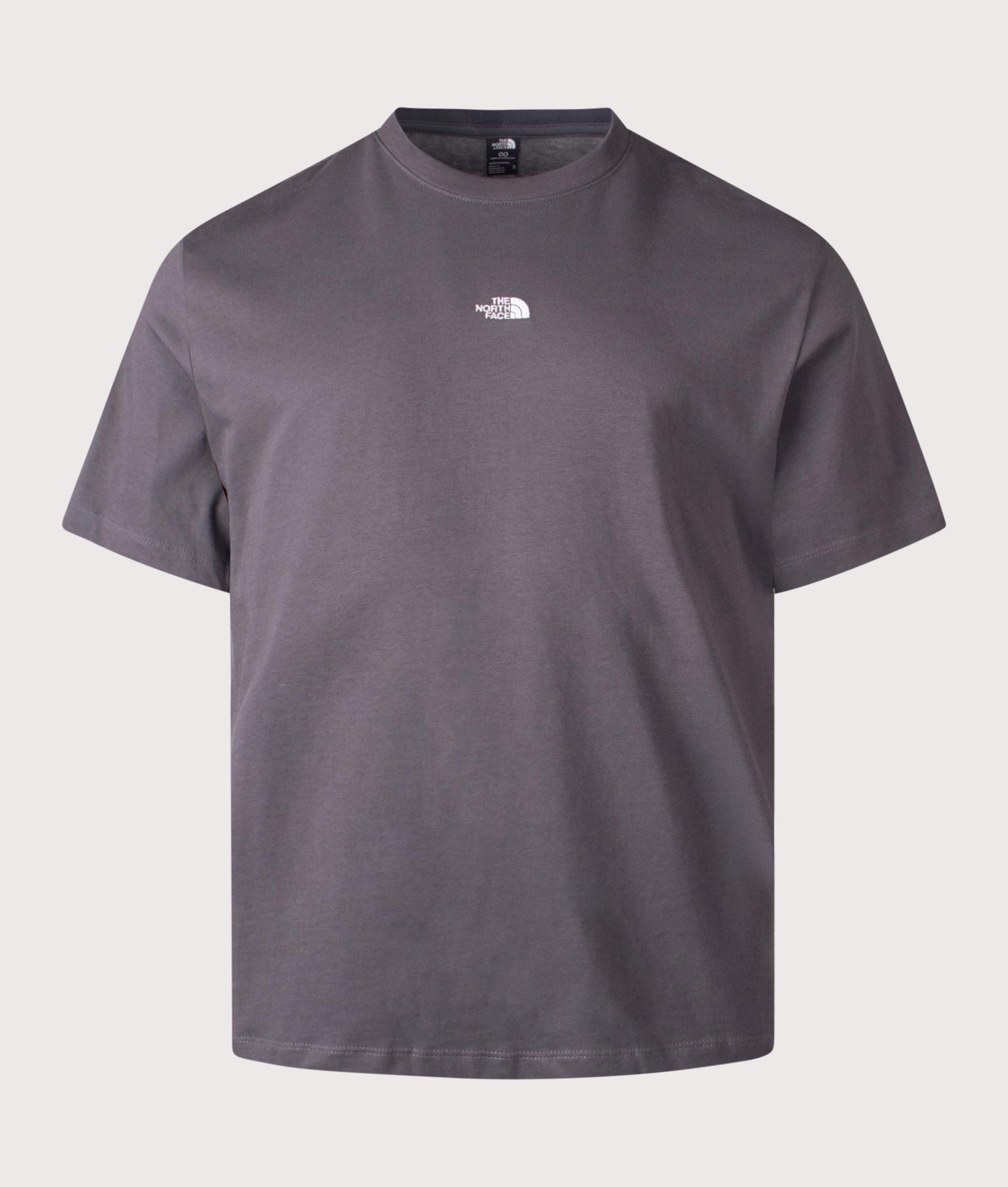 The North Face Relaxed Fit Essential T-Shirt in Anthracite Grey at EQVVS Menswear. Front shot.