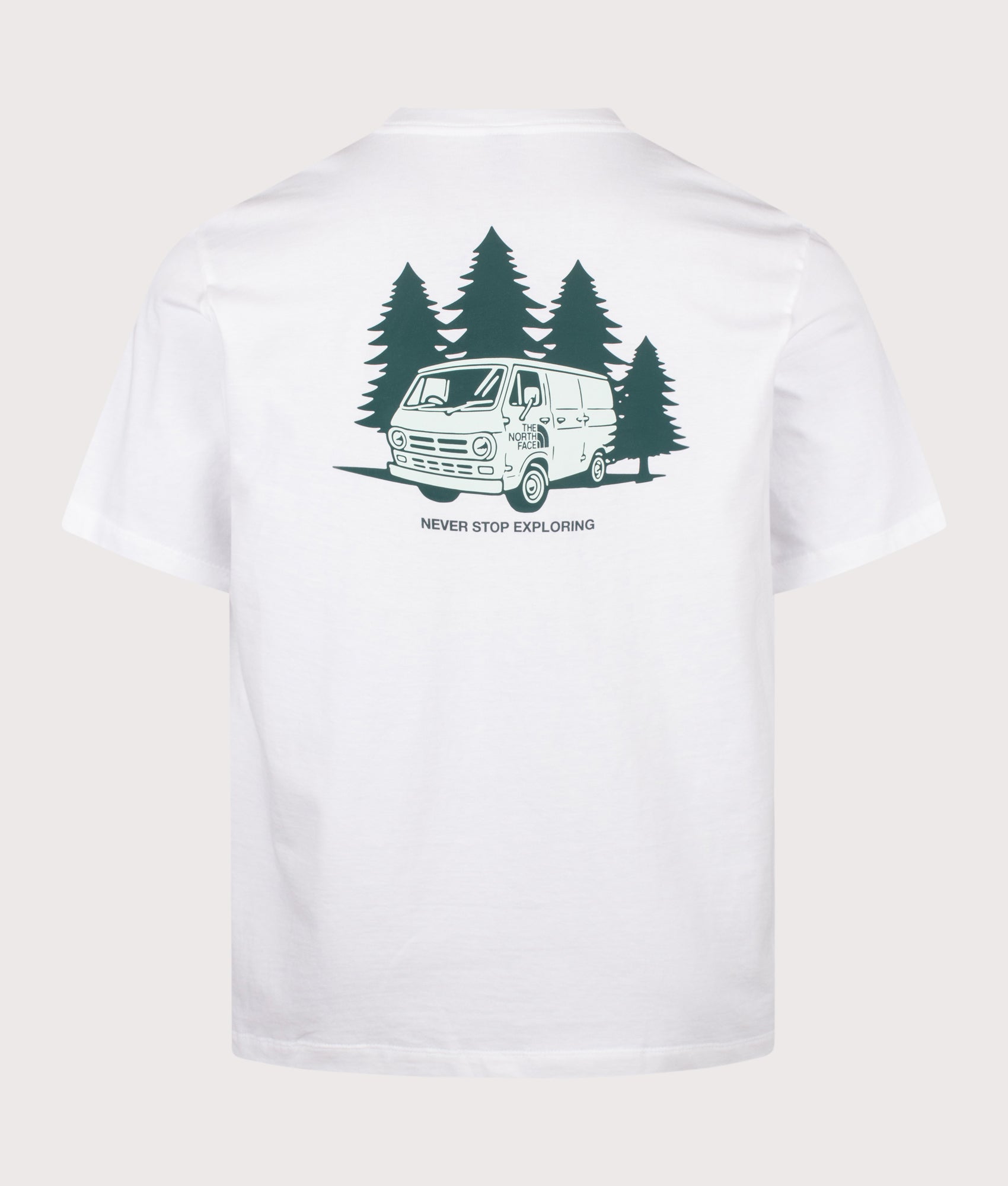 The North Face Relaxed Fit Van Life T-Shirt in TNF White at EQVVS Menswear. Back shot.