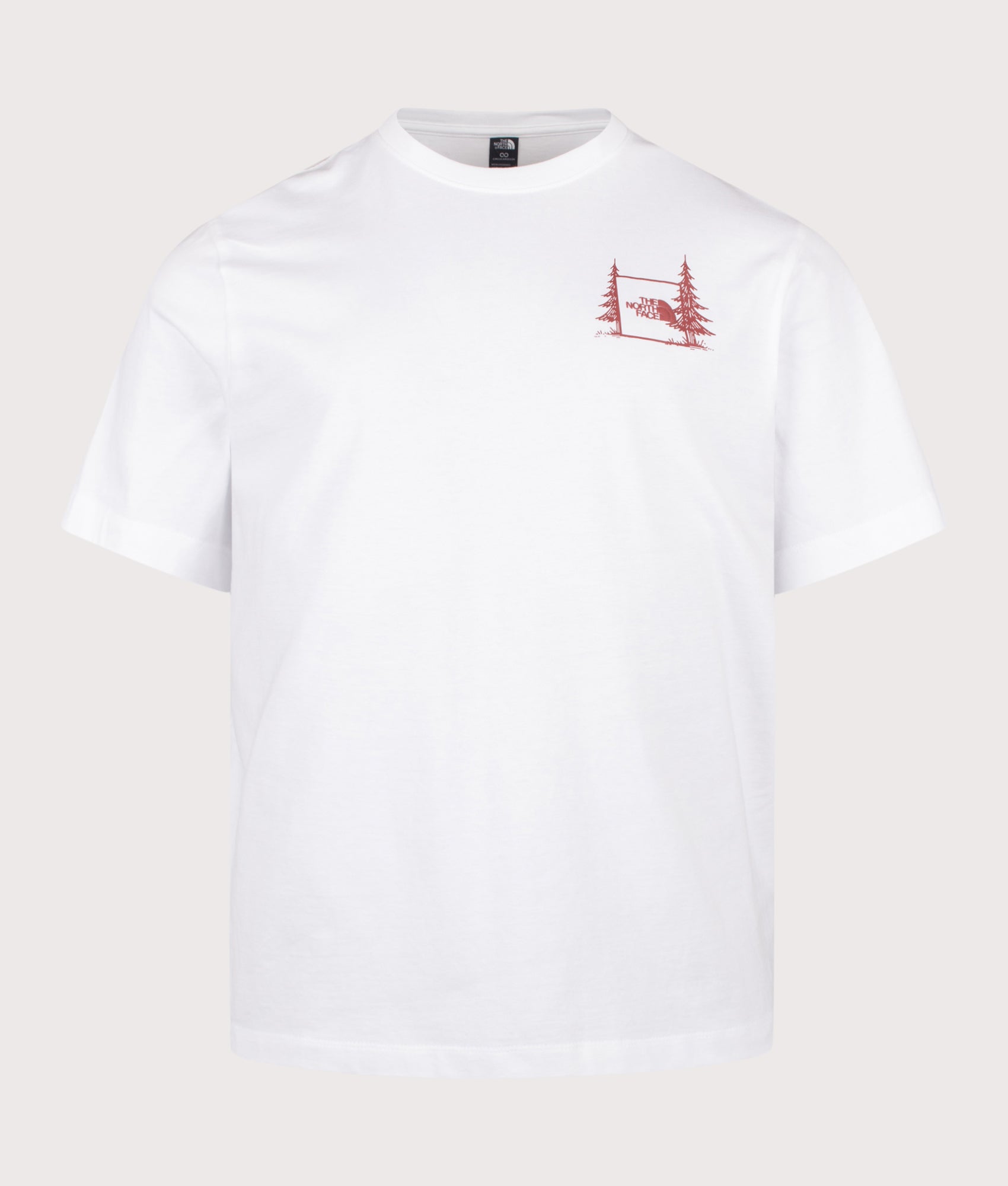 The North Face Relaxed Fit Camping T-Shirt in TNF White at EQVVS Menswear.  Front shot.