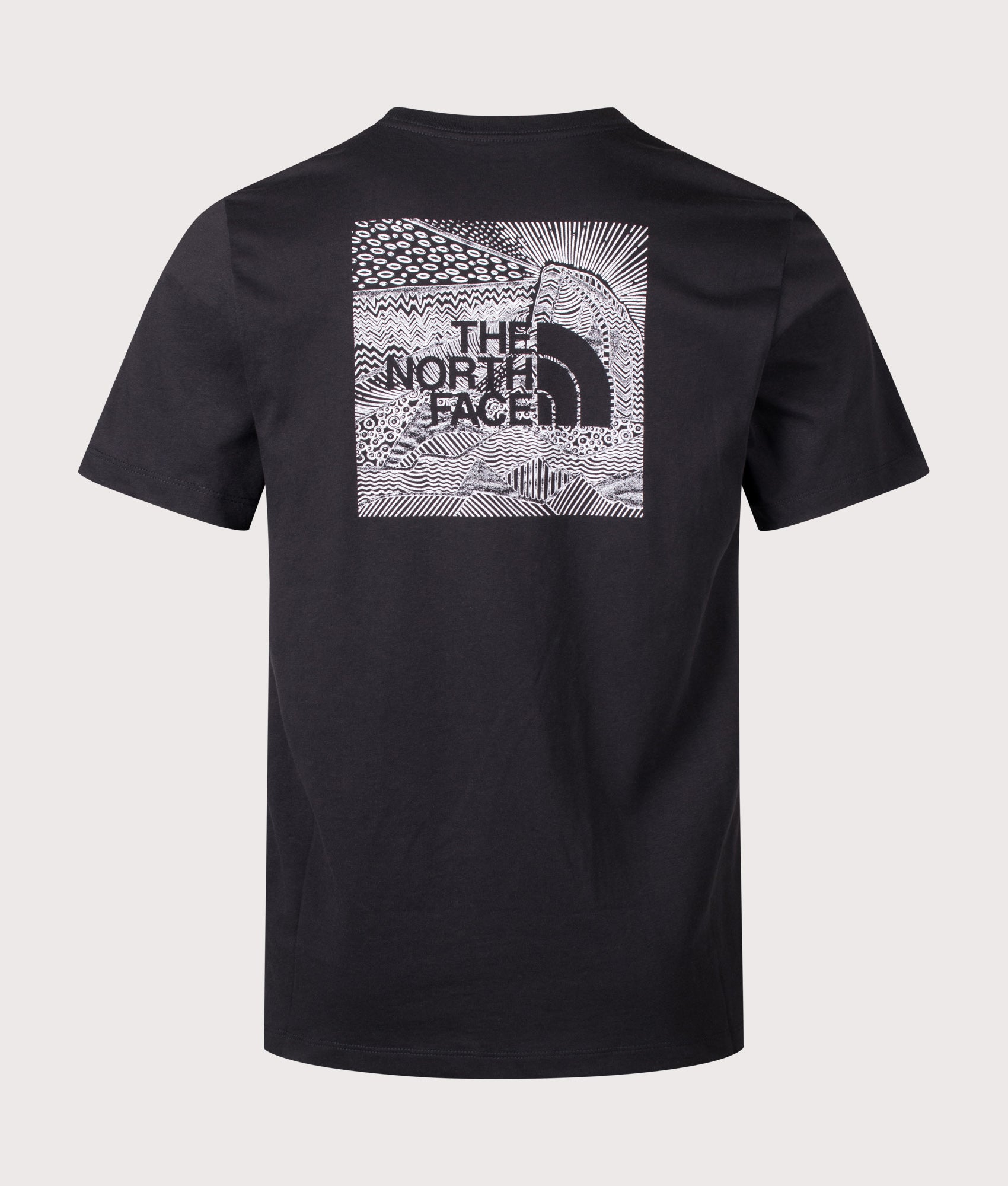 The North Face Regular Fit NSE Box Celebration T-Shirt in Black at EQVVS Menswear. Back shot.