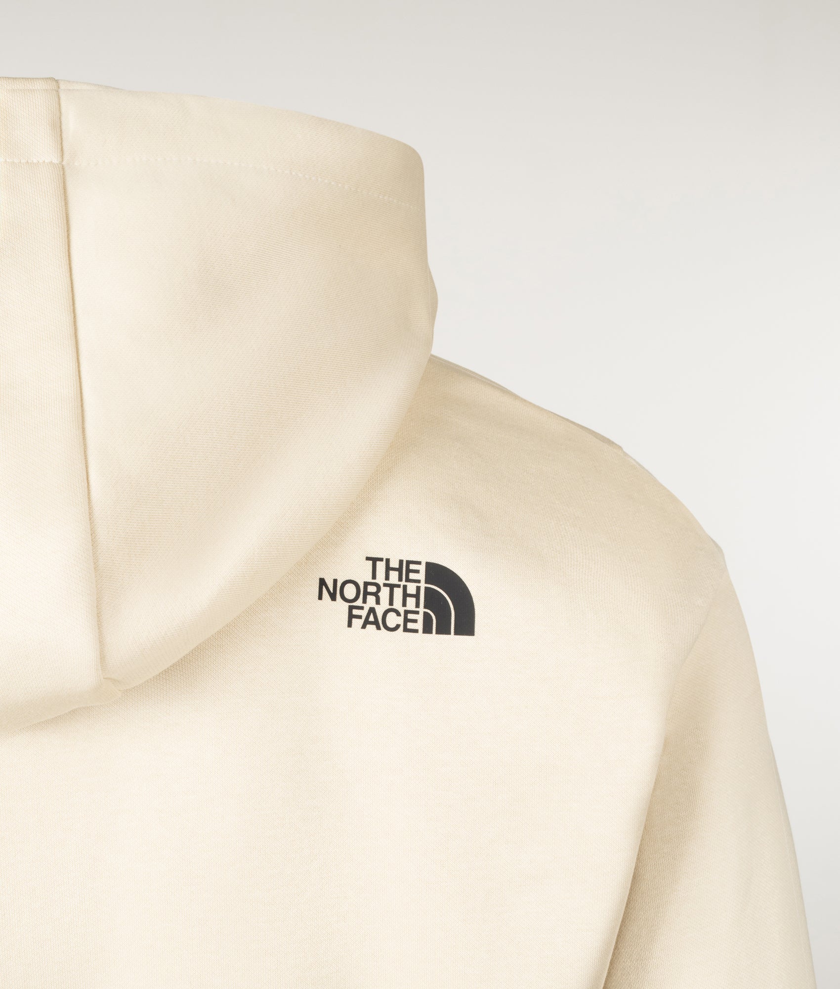 The North Face Evolution Box Hoodie in Desert Stone at EQVVS Menswear. Back detail shot.