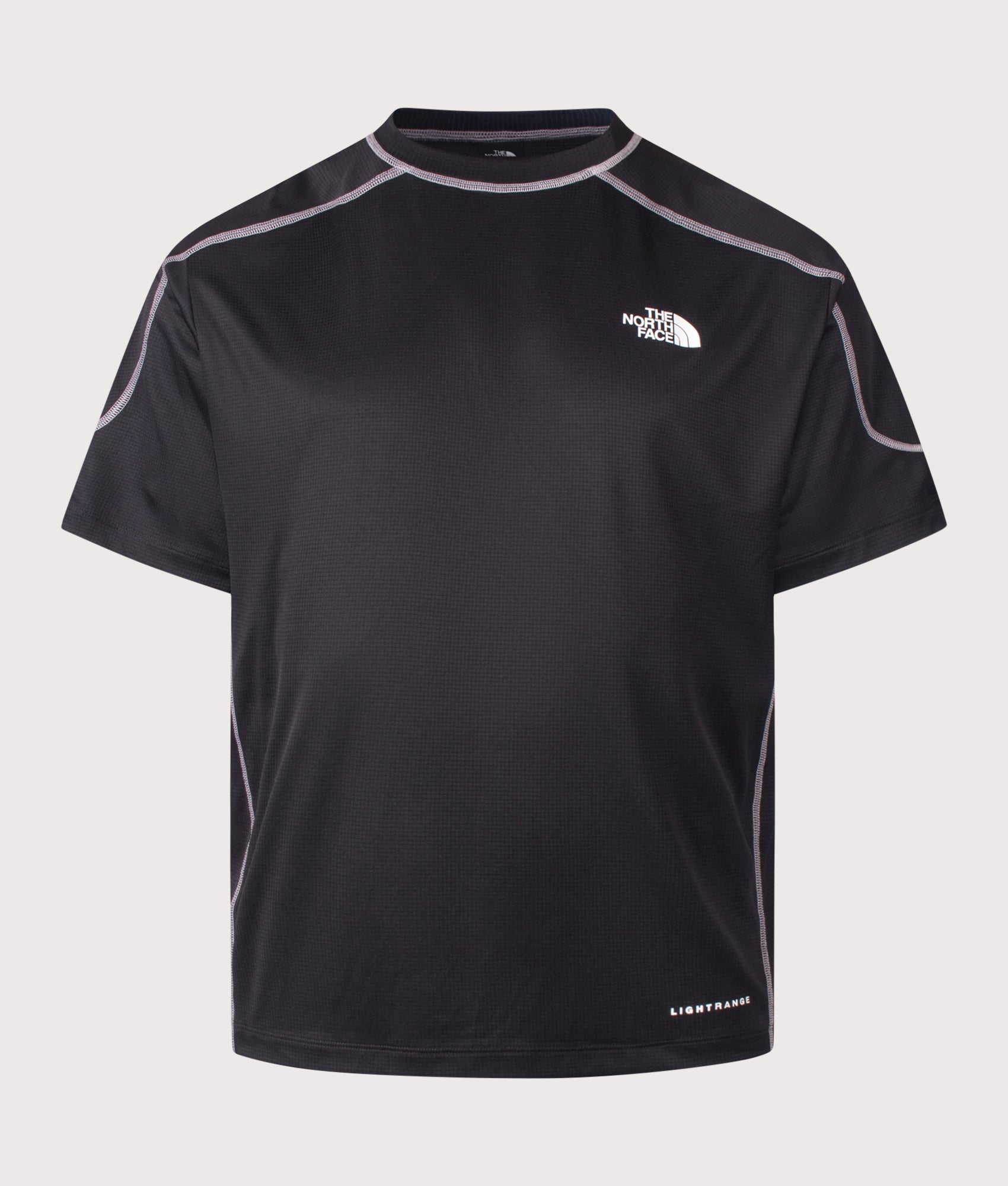 The North Face Relaxed Fit NSE Lightrange T-Shirt in TNF Black at EQVVS Menswear. Front shot.