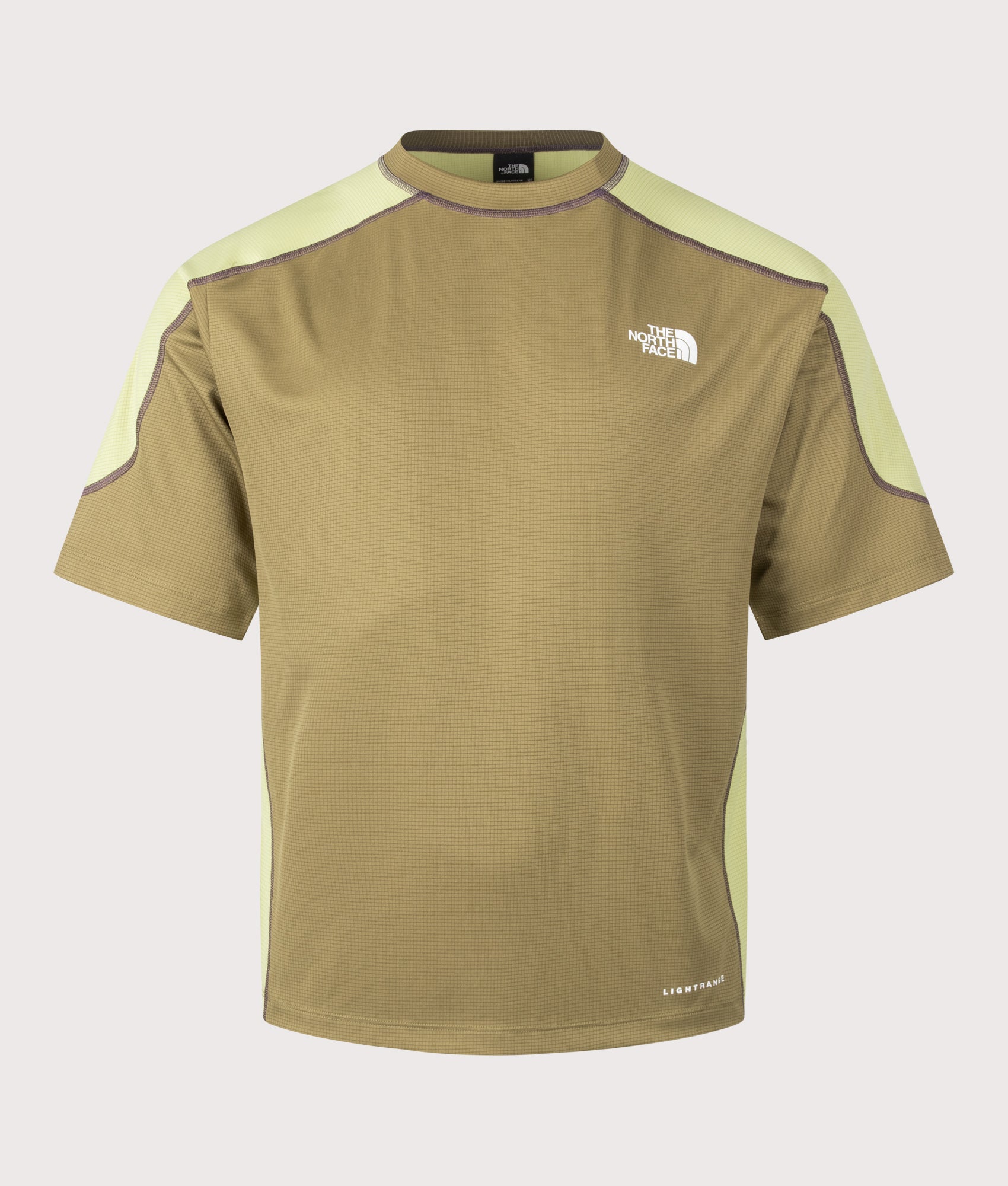 The North Face Relaxed Fit NSE Lightrange T-Shirt in Cedar and Pear at EQVVS Menswear. Front shot.