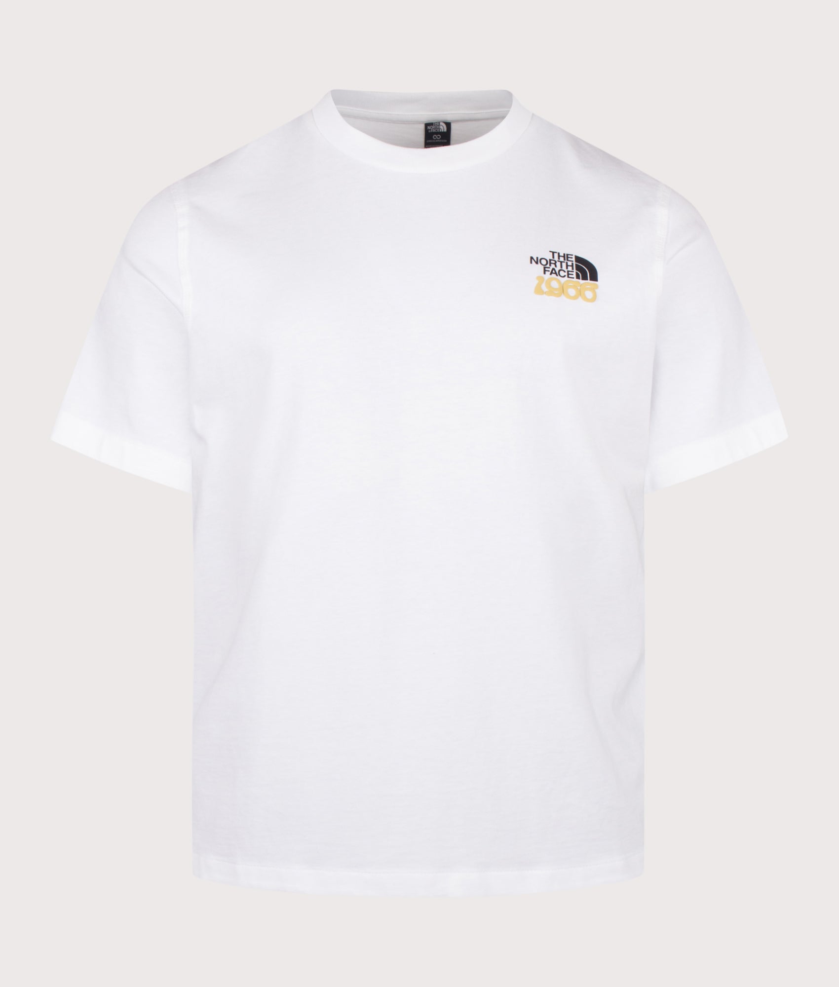 The North Face Relaxed Fit 1966 TNF T-Shirt in TNF White at EQVVS Menswear. Front shot.