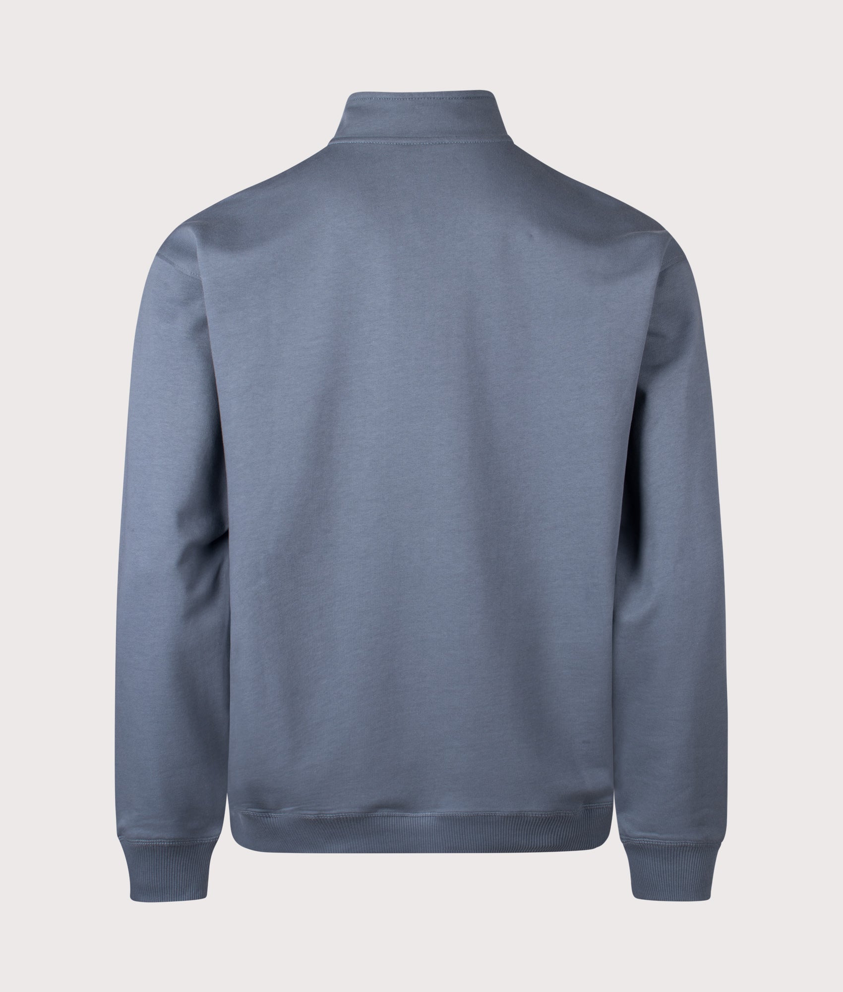 Relaxed Fit Essential Quarter Zip Sweatshirt in Granite Grey by The North Face. Shot by EQVVS. Back shot.