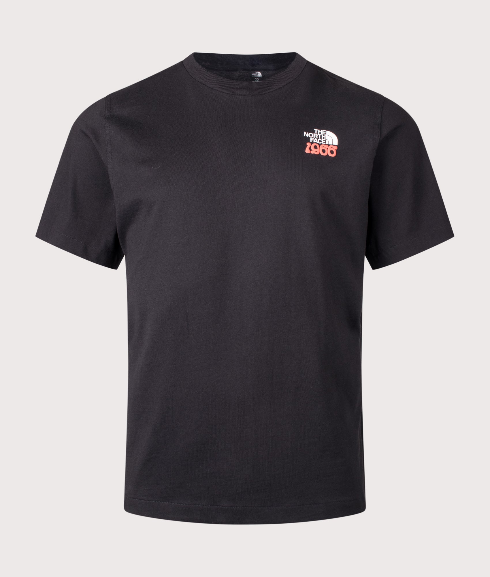 The North Face Relaxed Fit 1966 TNF T-Shirt in TNF Black at EQVVS Menswear. Front shot.