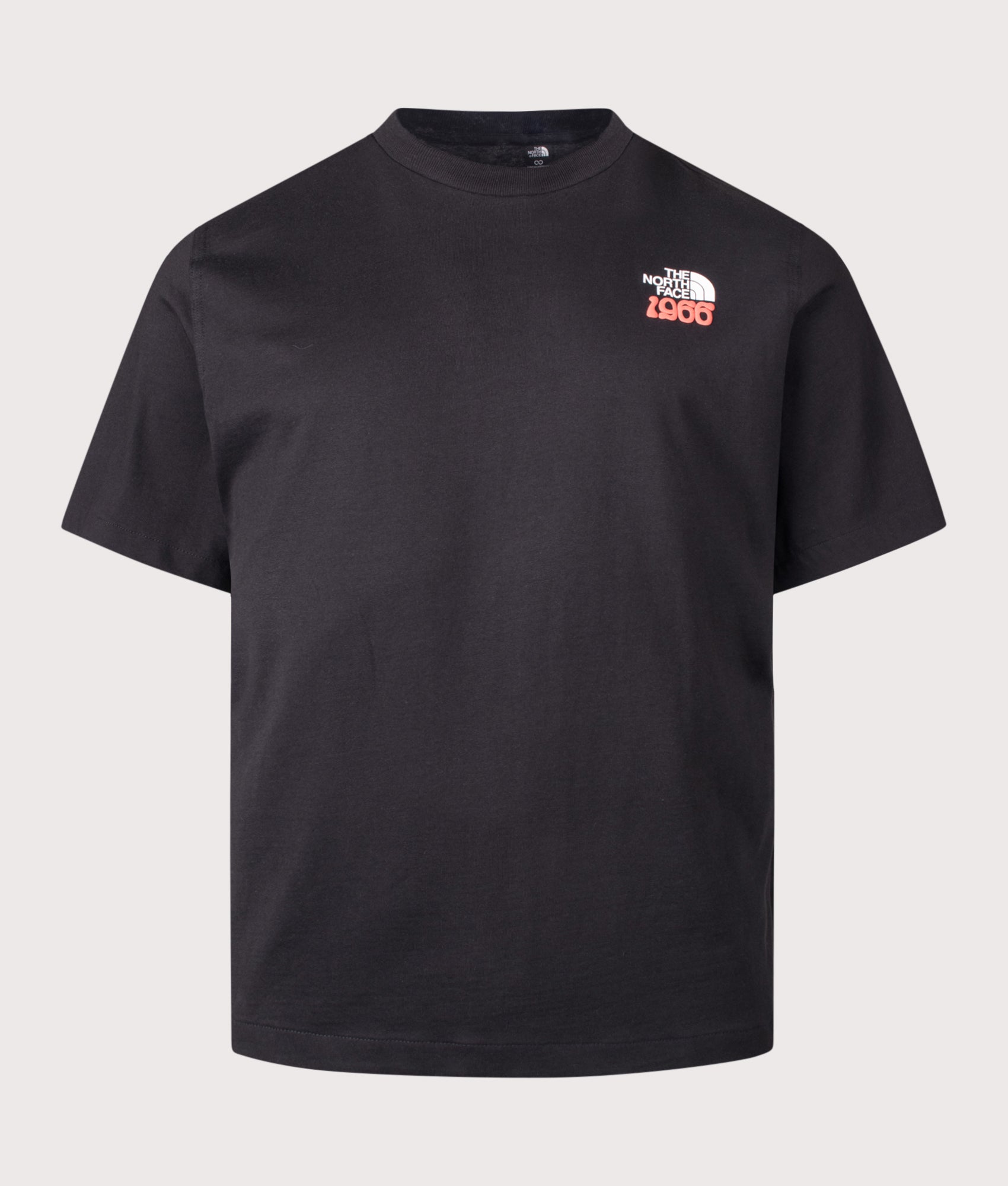 The North Face Relaxed Fit 1966 TNF T-Shirt in TNF Black at EQVVS Menswear. Front shot.