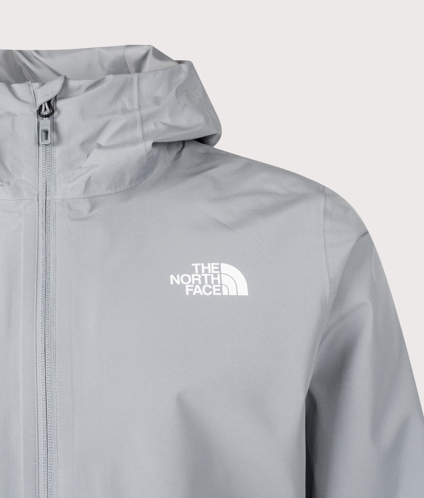 The North Face Quest DryVent™ Jacket in Monument Grey at EQVVS Menswear. Front detail shot.