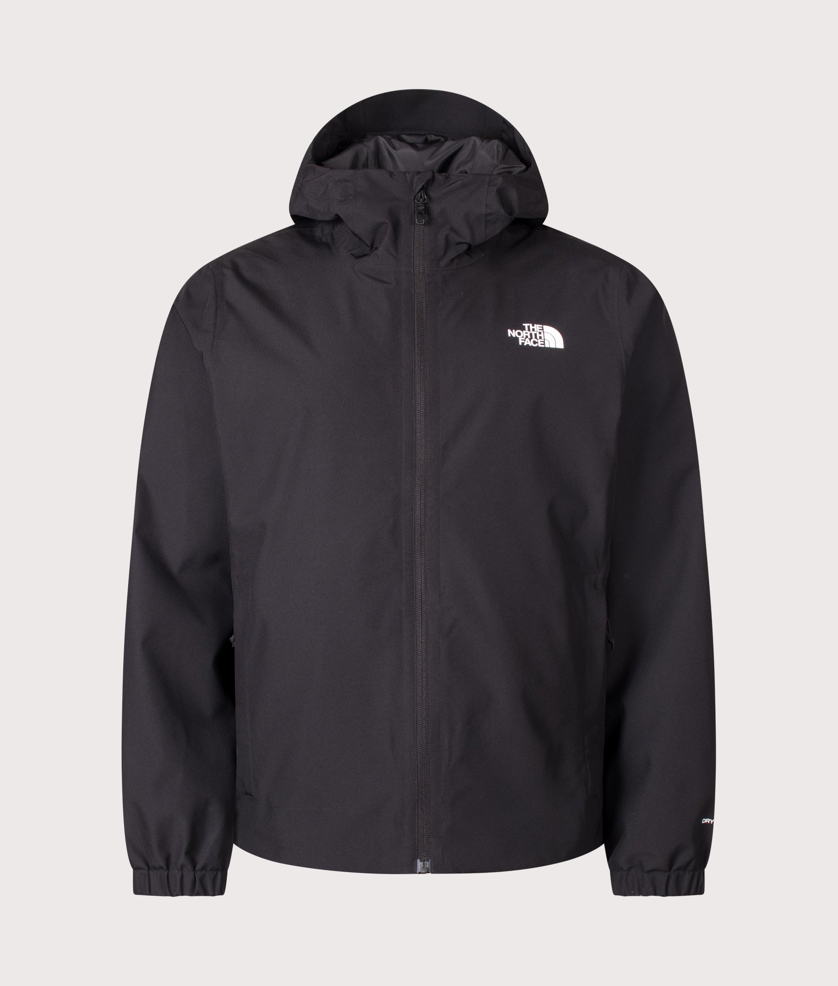 The North Face Regular Fit Quest DryVent™ Jacket in TNF Black at EQVVS Menswear. Front shot.