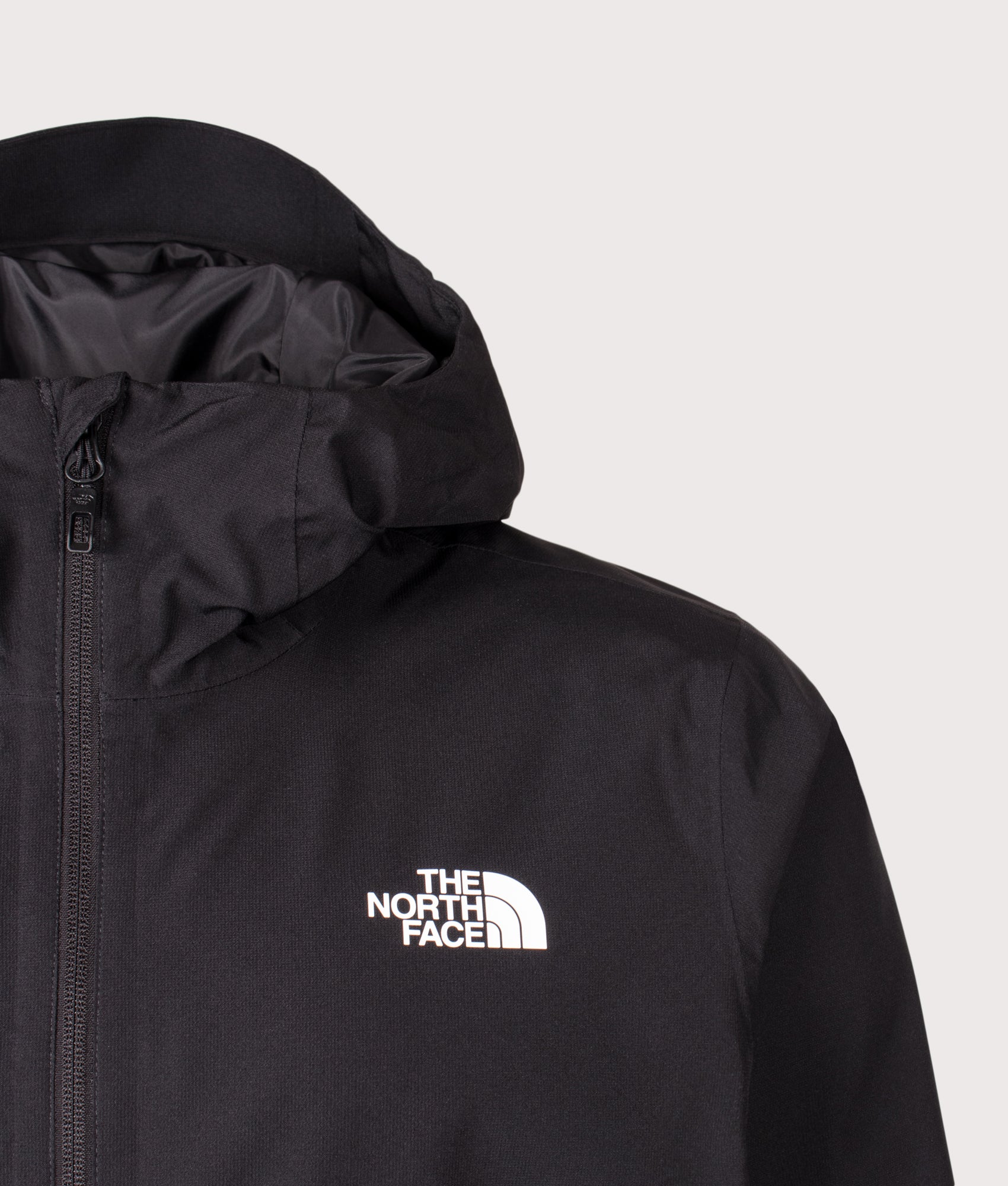 The North Face Regular Fit Quest DryVent™ Jacket in TNF Black at EQVVS Menswear. Detail shot.