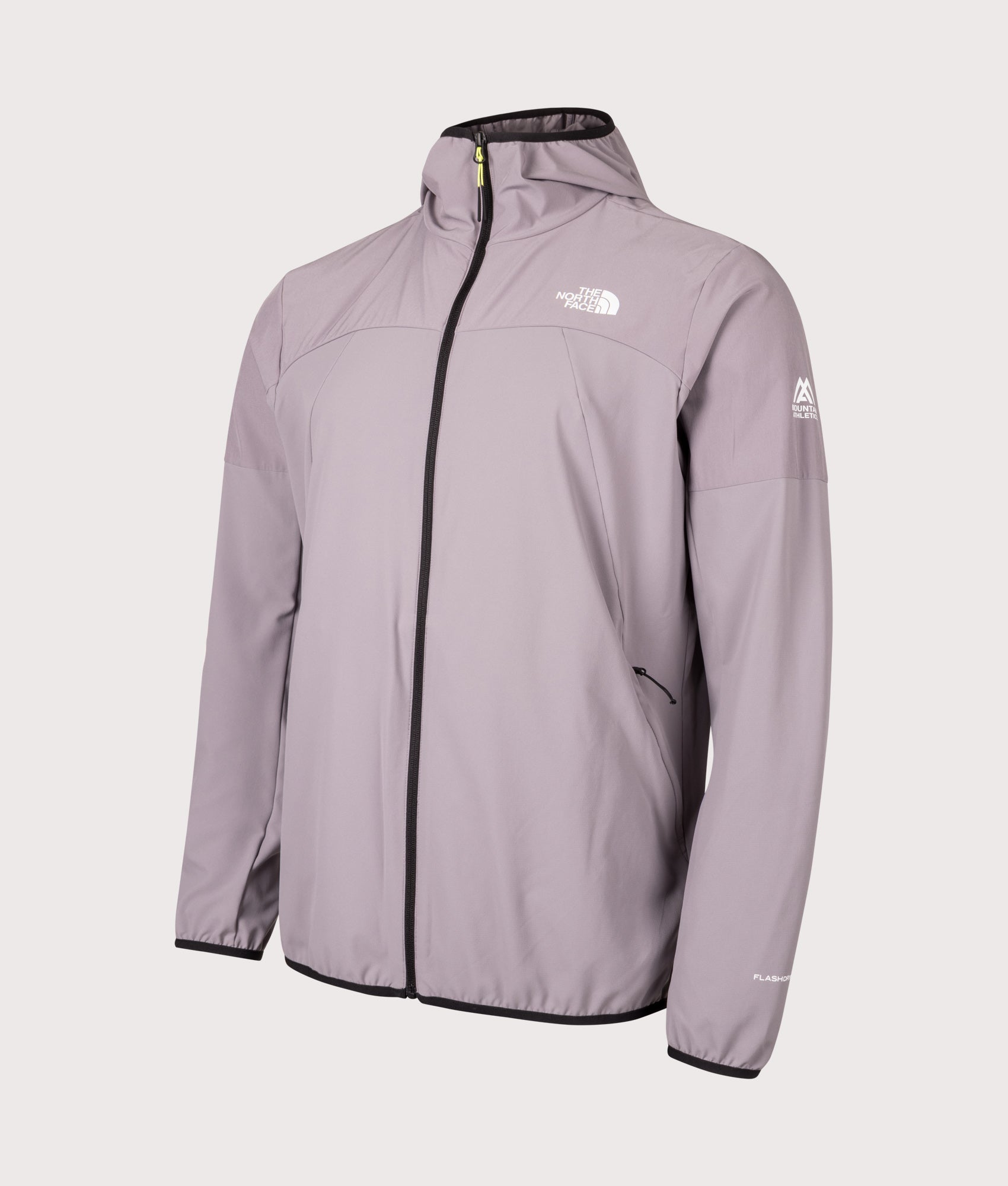 The North Face Ushba Hooded Jacket  in Transcendent Grey at EQVVS Menswear. Angled front shot.