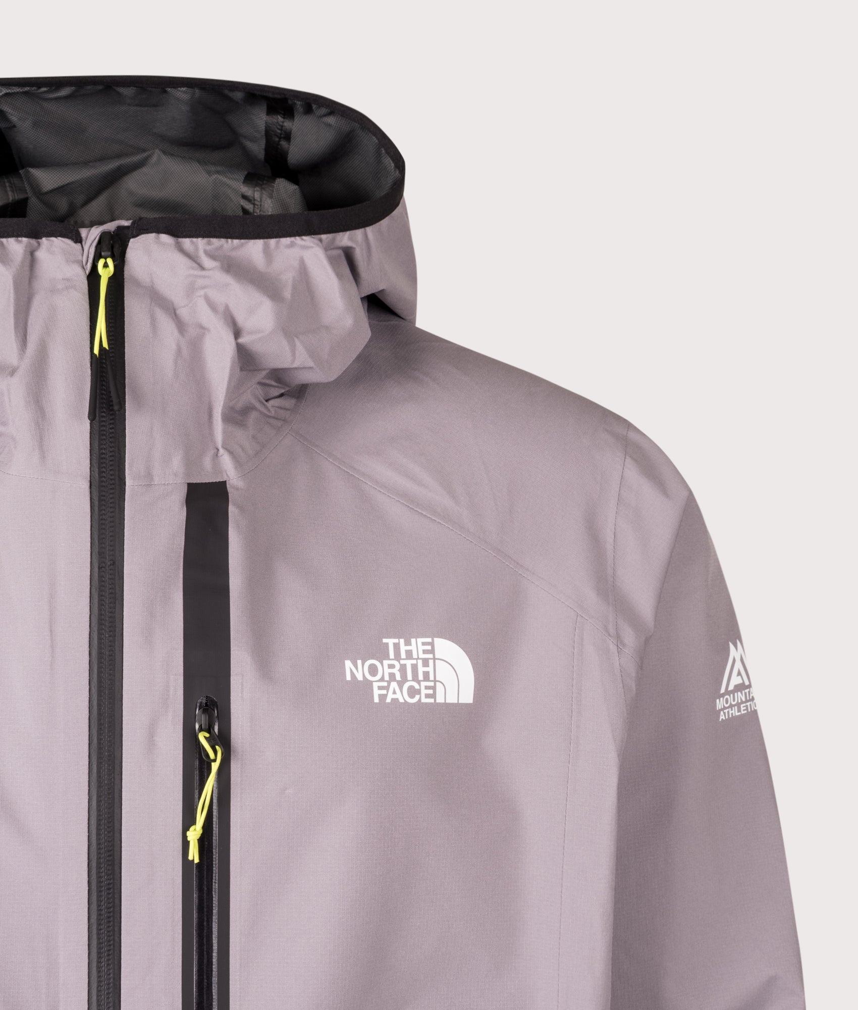 The North Face Rainlit Hooded Jacket in  Transcendent Grey at EQVVS Menswear. Detail shot.