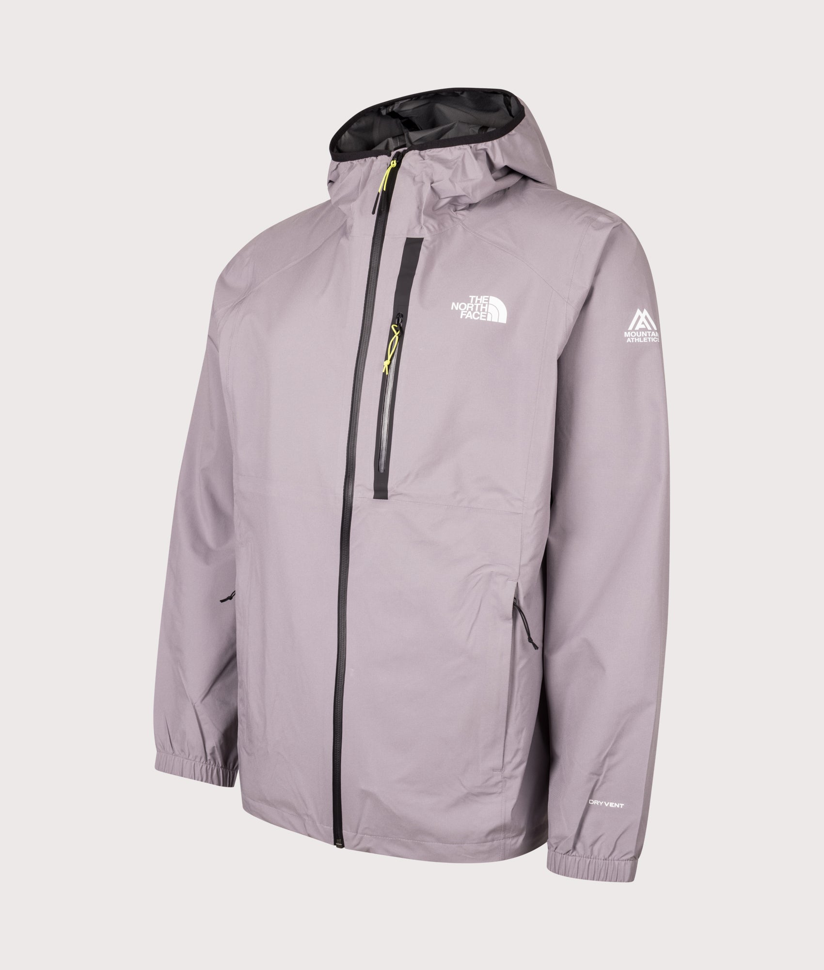 The North Face Rainlit Hooded Jacket in  Transcendent Grey at EQVVS Menswear. Angled front shot.