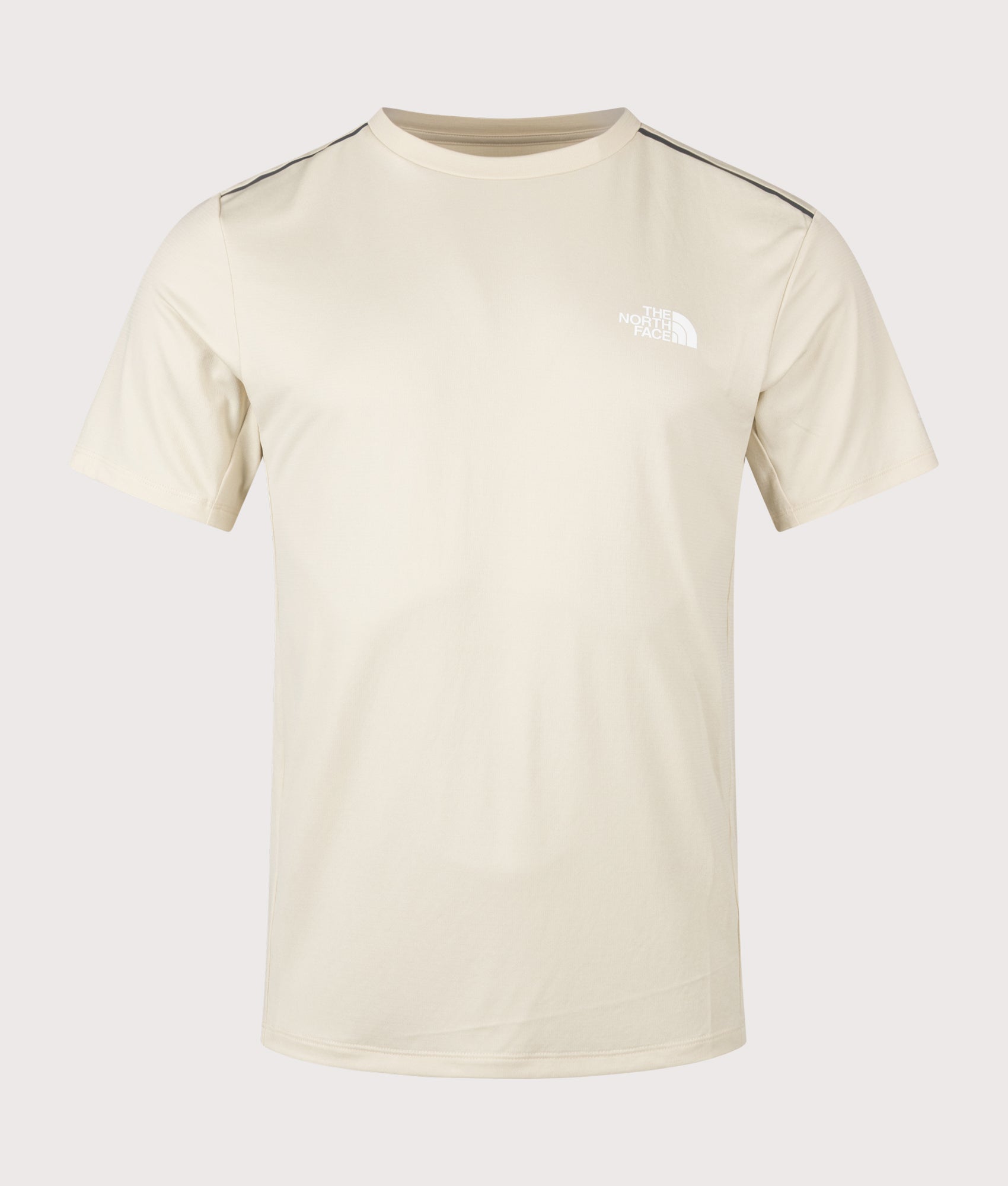 The North Face Mountain Athletics Tape T-Shirt in Desert Stone at EQVVS Menswear. Front shot.