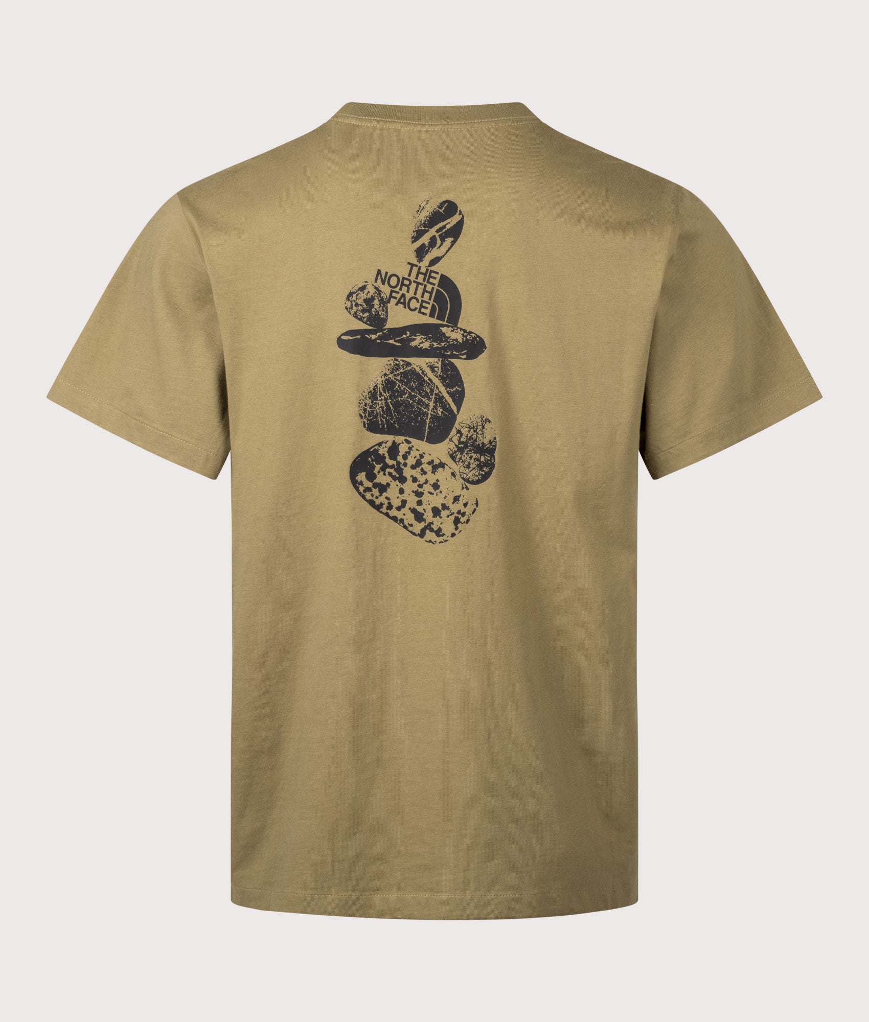 The North Face Relaxed Fit Stones Graphic T-Shirt in Cedar at EQVVS Menswear. Back shot.