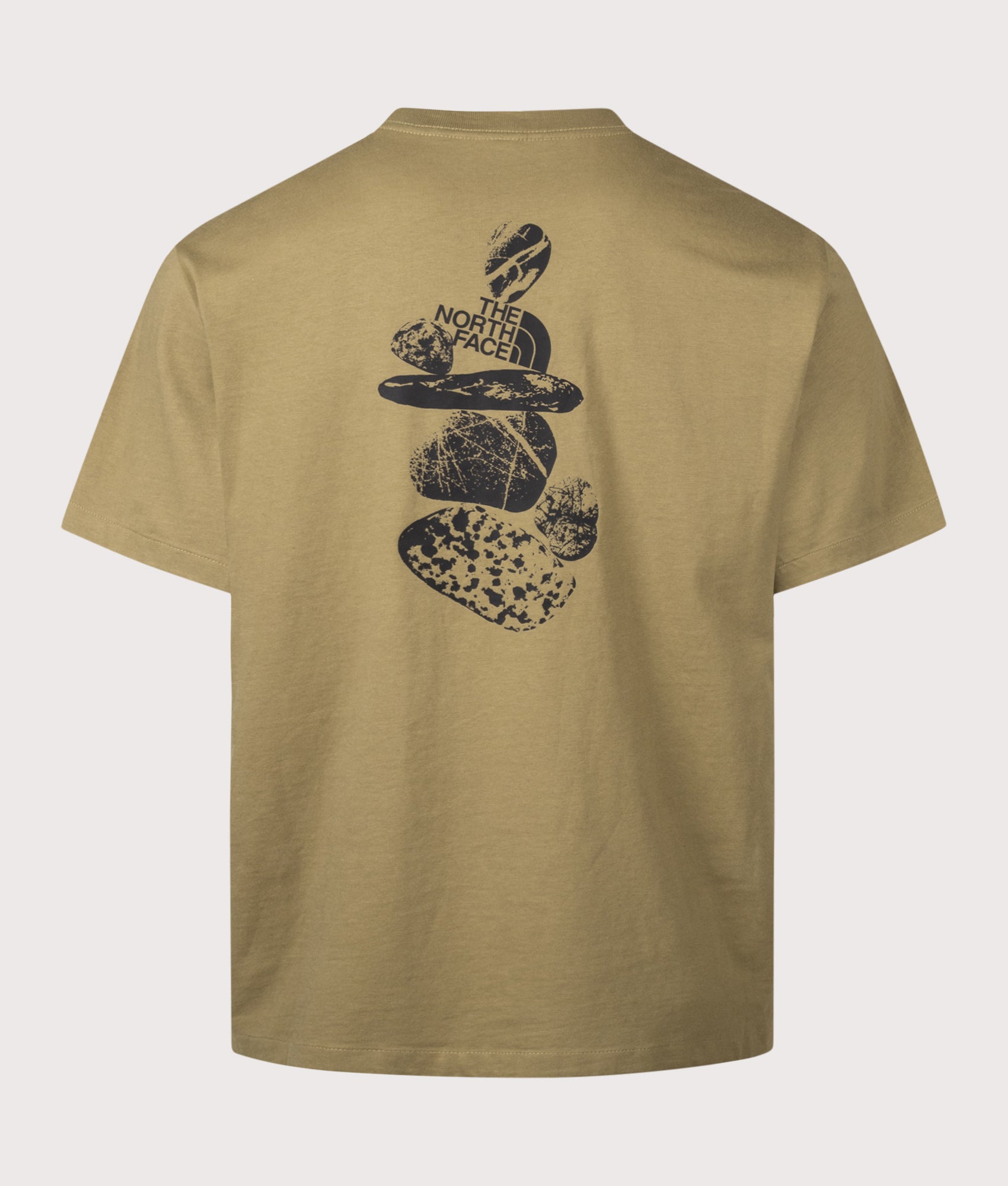 The North Face Relaxed Fit Stones Graphic T-Shirt in Cedar at EQVVS Menswear. Back shot.