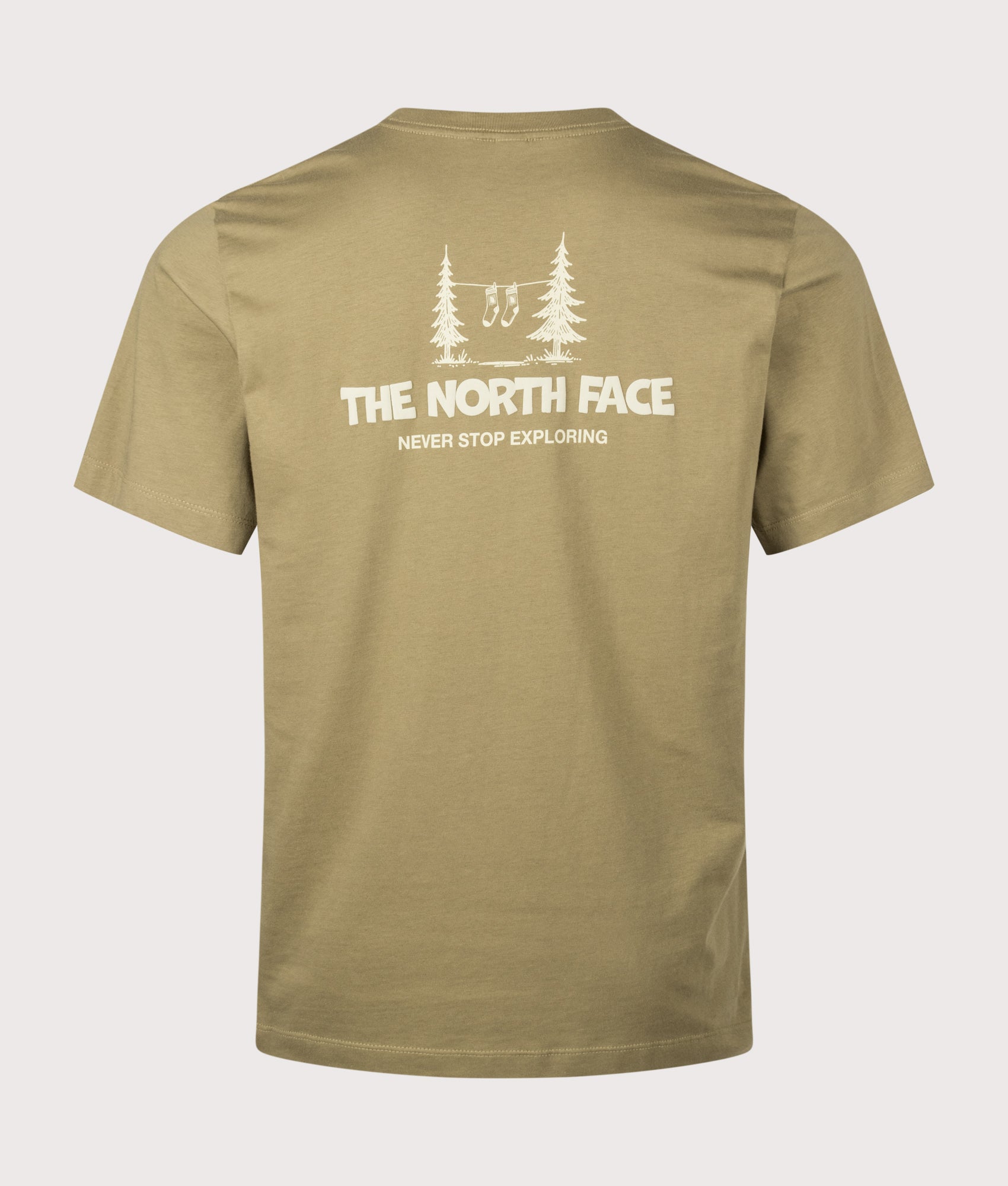 The North Face Relaxed Fit Camping T-Shirt in Cedar at EQVVS Menswear. Back shot.