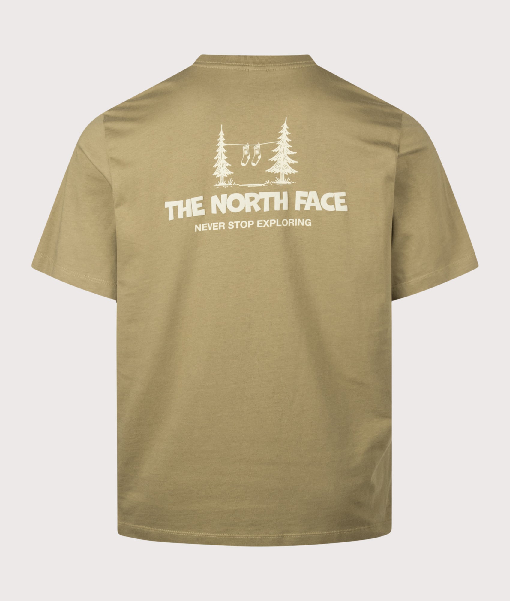 The North Face Relaxed Fit Camping T-Shirt in Cedar at EQVVS Menswear. Back shot.