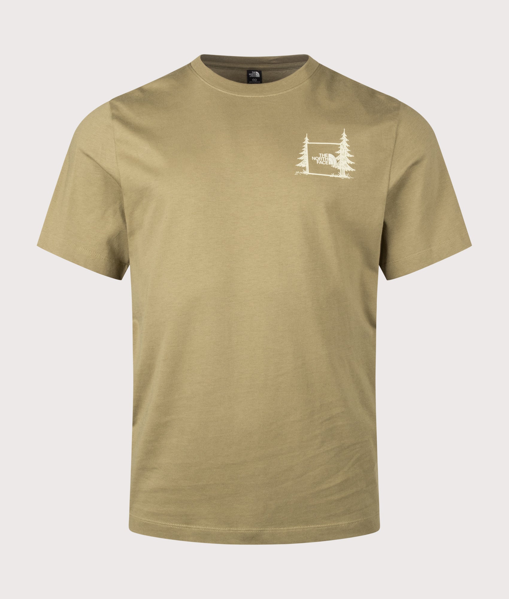 The North Face Relaxed Fit Camping T-Shirt in Cedar at EQVVS Menswear. Front shot.