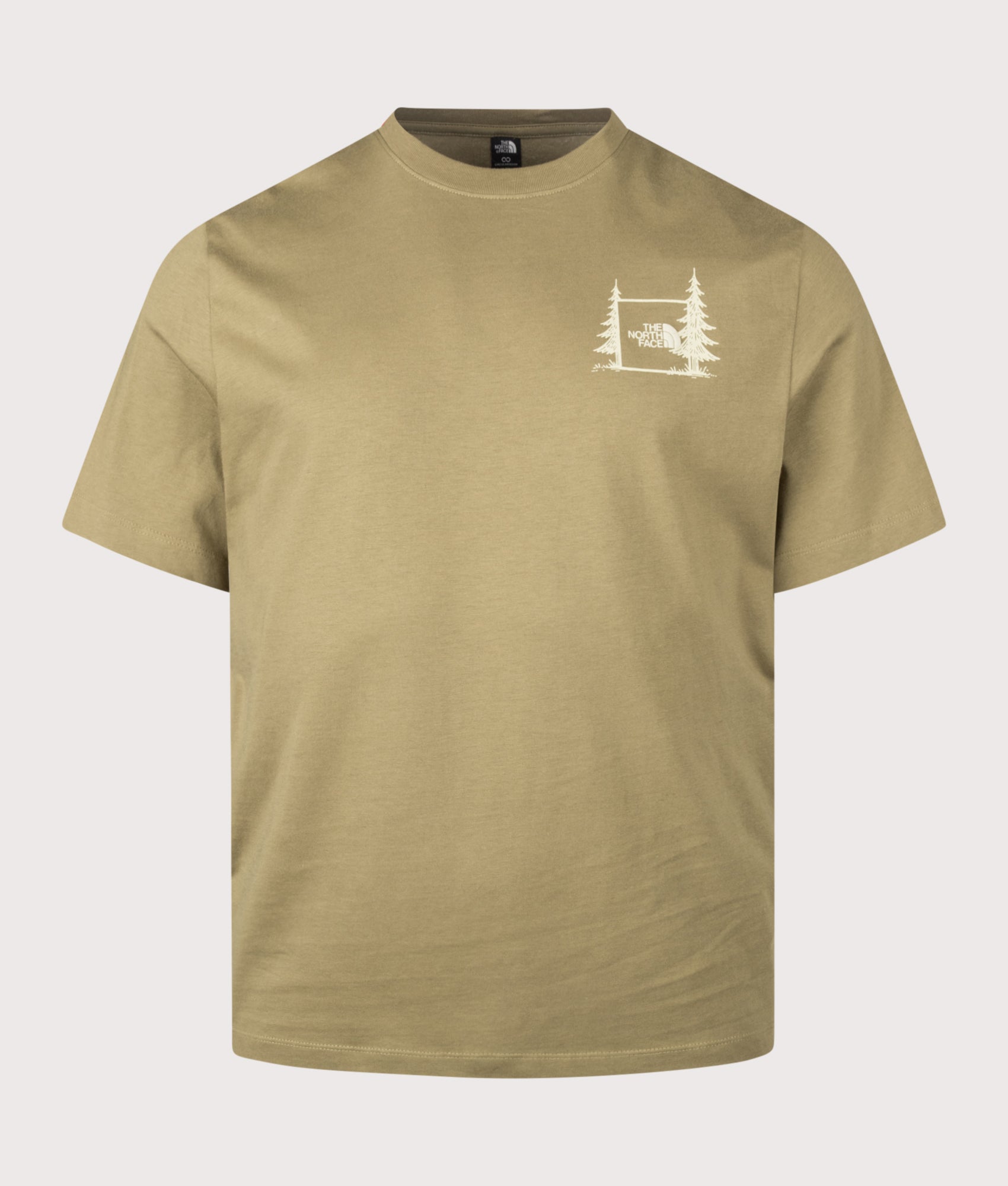 The North Face Relaxed Fit Camping T-Shirt in Cedar at EQVVS Menswear. Front shot.