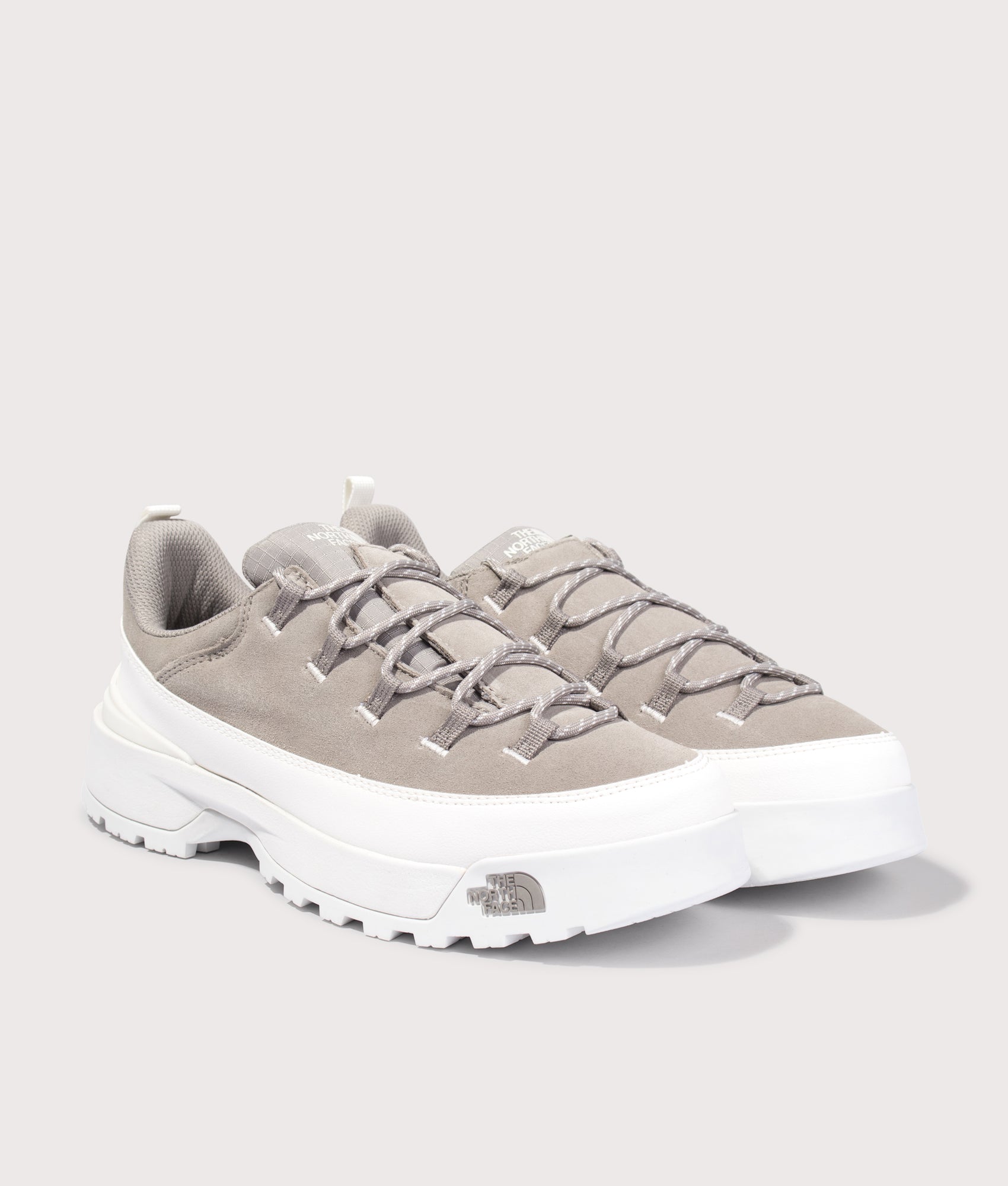 Glenclyffe Urban Low Shoes Stone Slab/White by The North Face. Shot by EQVVS. Front angled shot.