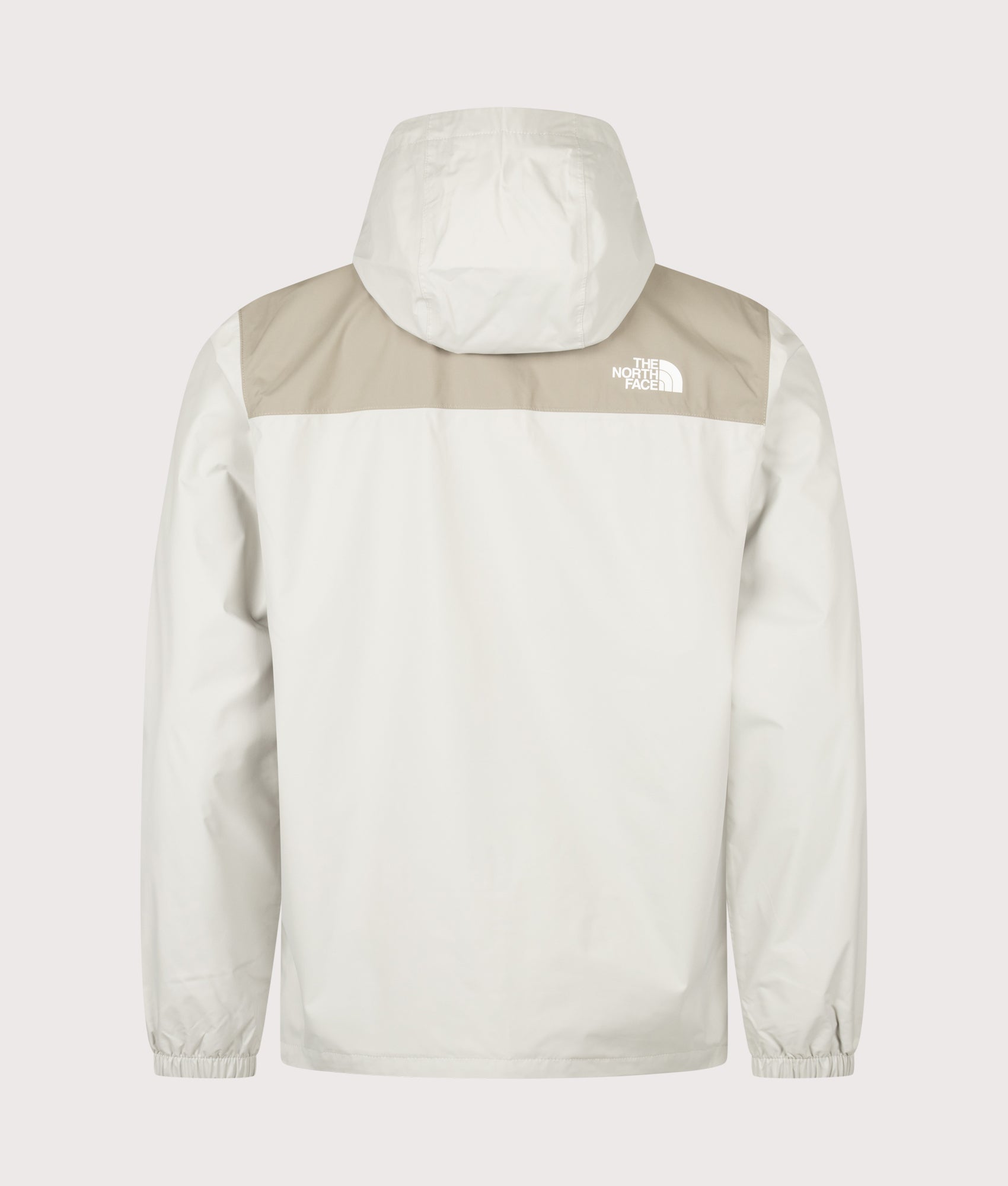 The North Face Regular Fit Antora Jacket in Cumulus Cloud and Stone Slab at EQVVS Menswear. Back shot.