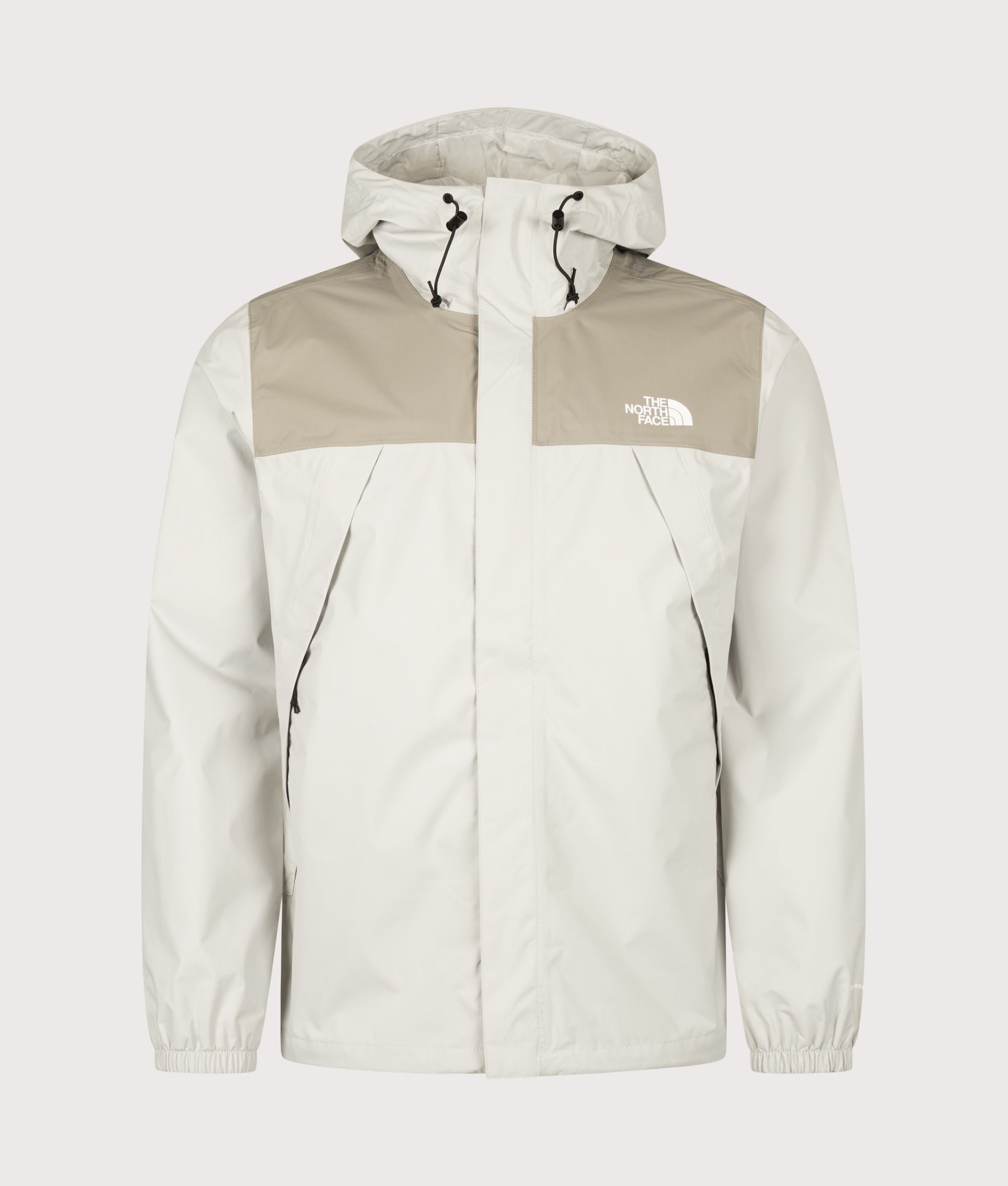 The North Face Regular Fit Antora Jacket in Cumulus Cloud and Stone Slab at EQVVS Menswear. Front shot.