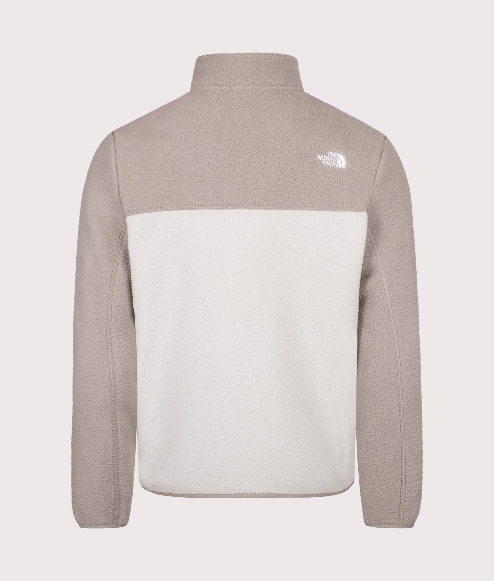 The North Face Regular Fit Yumiori Zip Through Fleece in Cumulus Cloud and Stone Slab at EQVVS Menswear. Back shot.