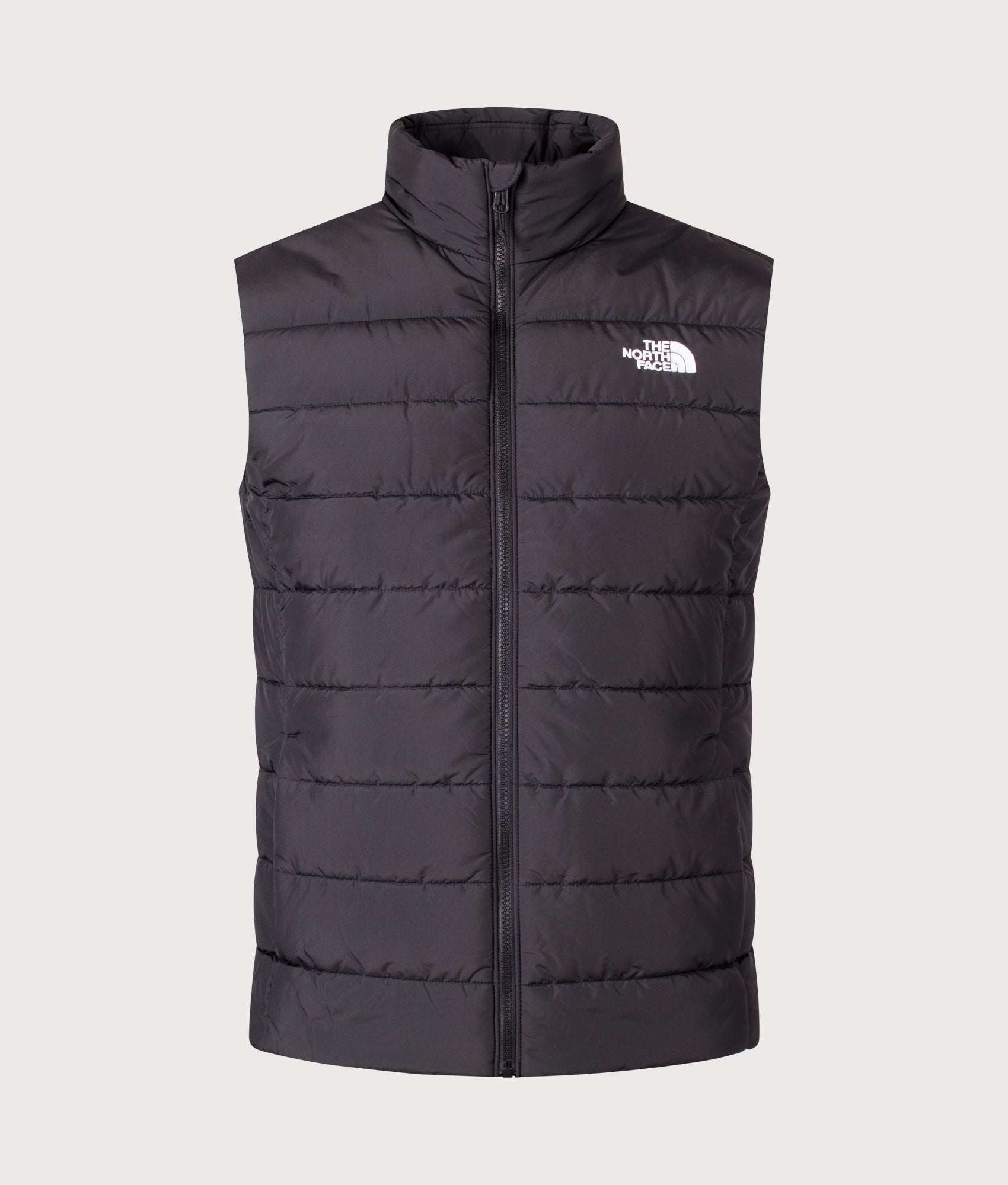 The North Face Regular Fit Aconcagua Gilet in TNF Black at EQVVS Menswear. Front shot.