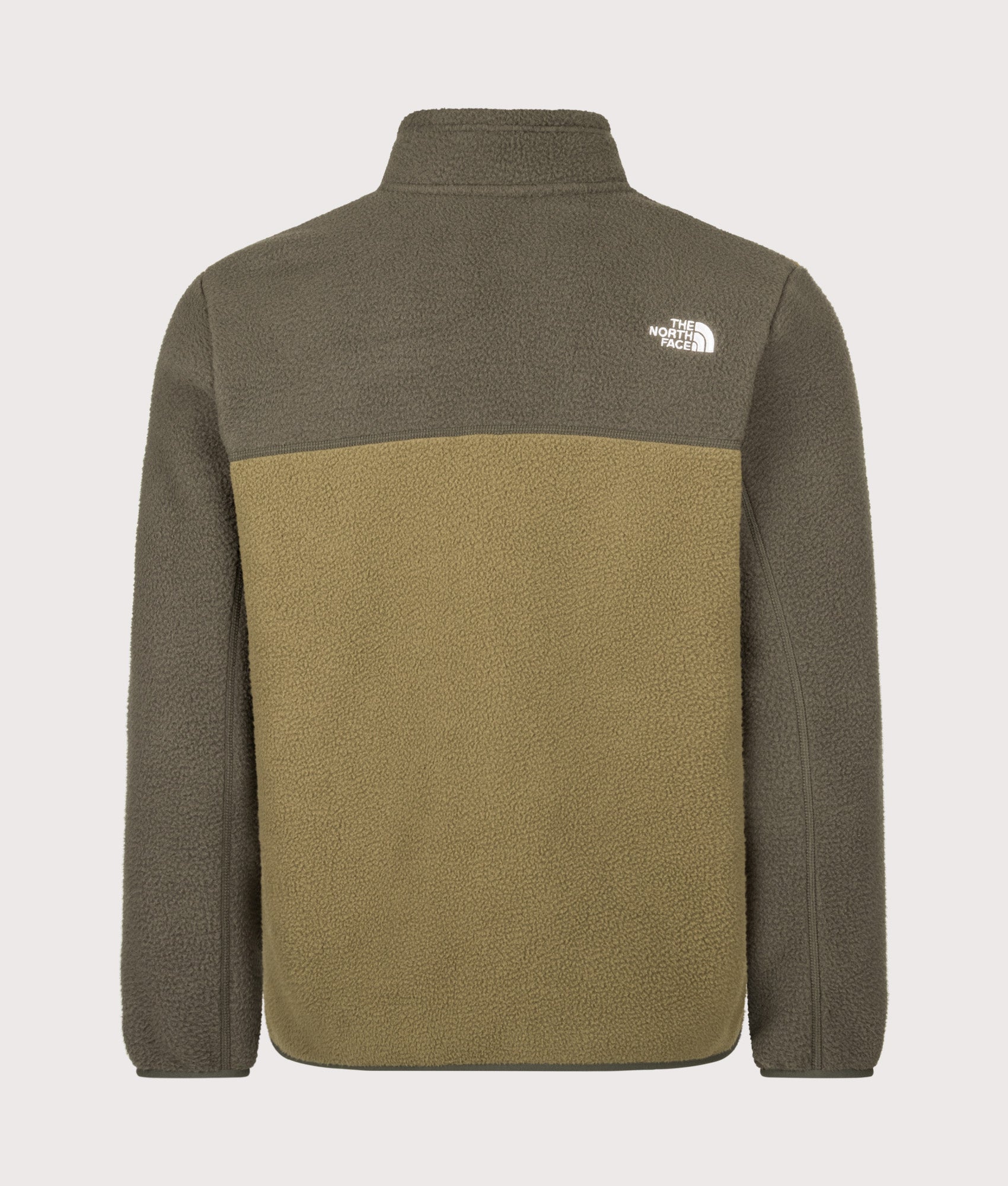 The North Face Regular Fit Yumiori Zip Through Fleece in Caraway Seed and New Taupe Green at EQVVS Menswear. Back shot.