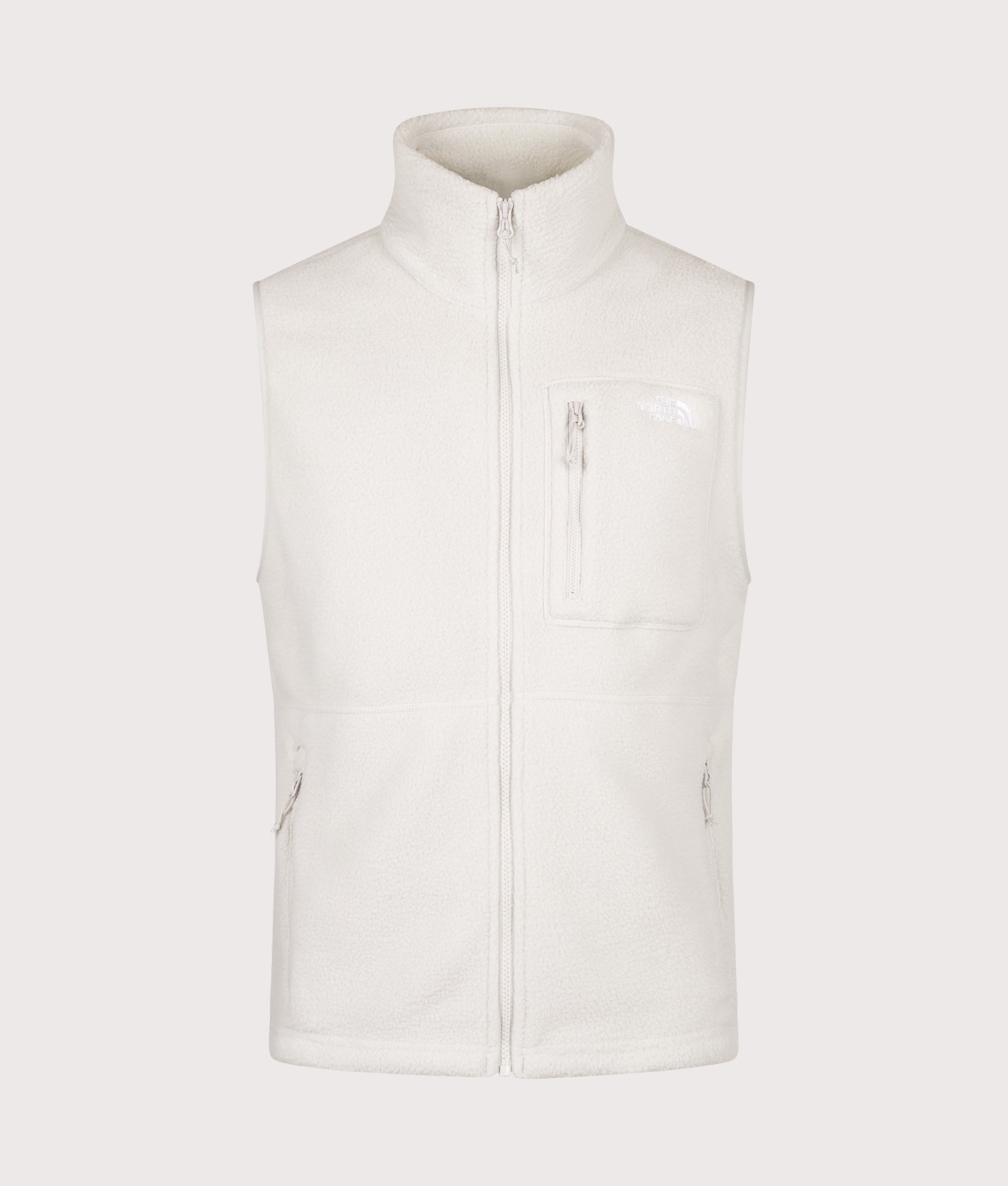 The North Face Regular Fit Yumiori Gilet  in Cumulus Cloud at EQVVS Menswear. Front shot.