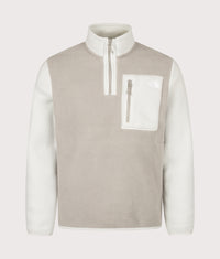 Regular Fit Yumiori Quarter Zip Fleece: SM4 Stone Slab/Cumulus Cloud 