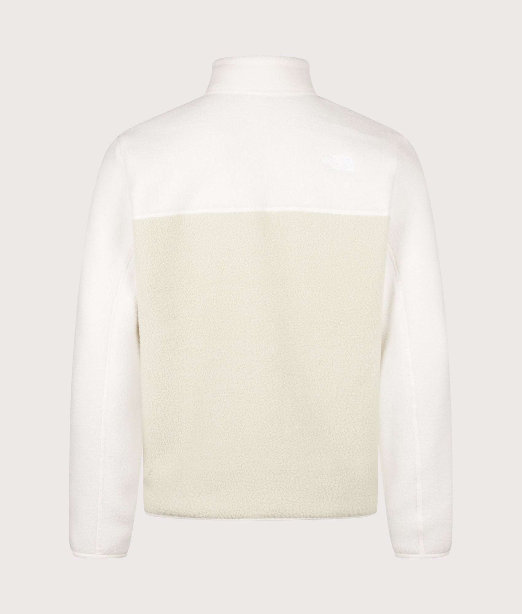 The North Face Regular Fit Yumiori Quarter Zip Fleece in Desert Stone and White at EQVVS Menswear. Back shot.