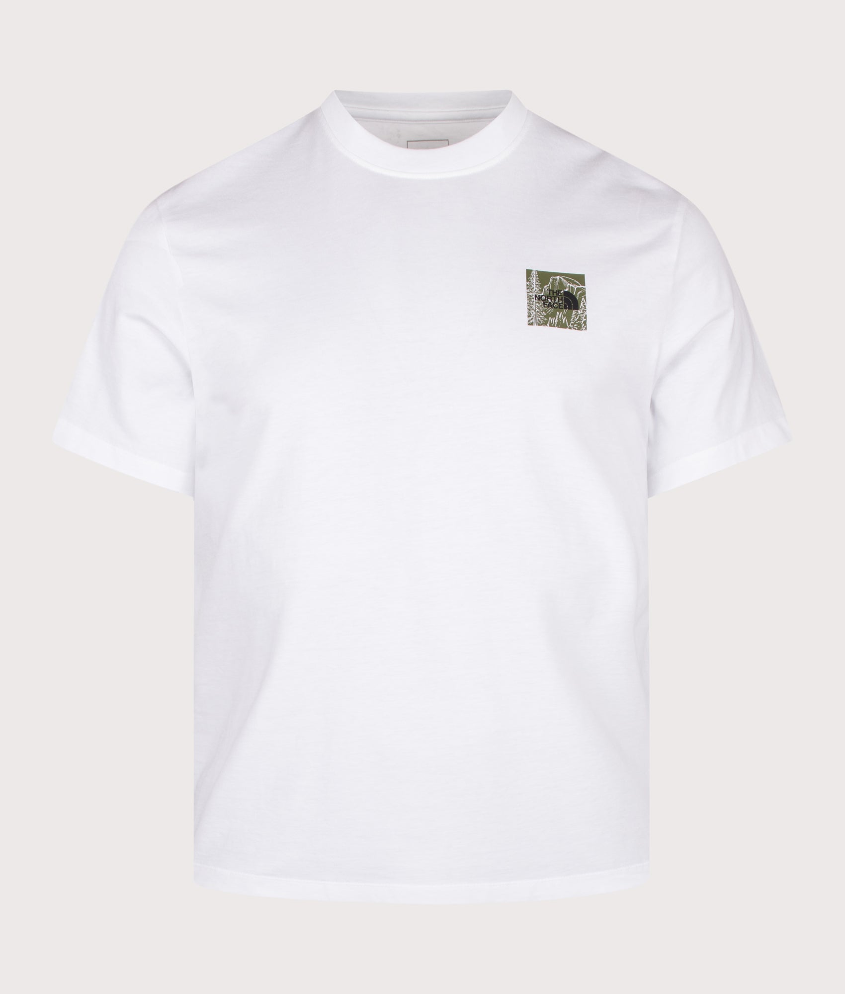 The North Face Regular Fit Monte Graphic T-Shirt in TNF White at EQVVS Menswear. Front shot.