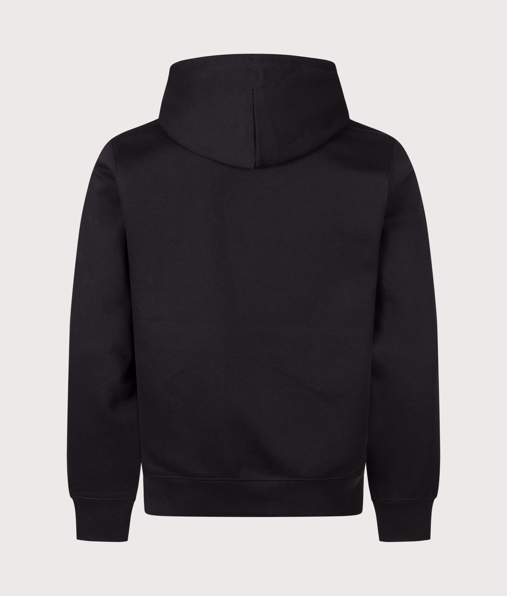 The North Face Regular Fit TNF Essential Drew Peak Hoodie in TNF Black at EQVVS Menswear. Back shot.