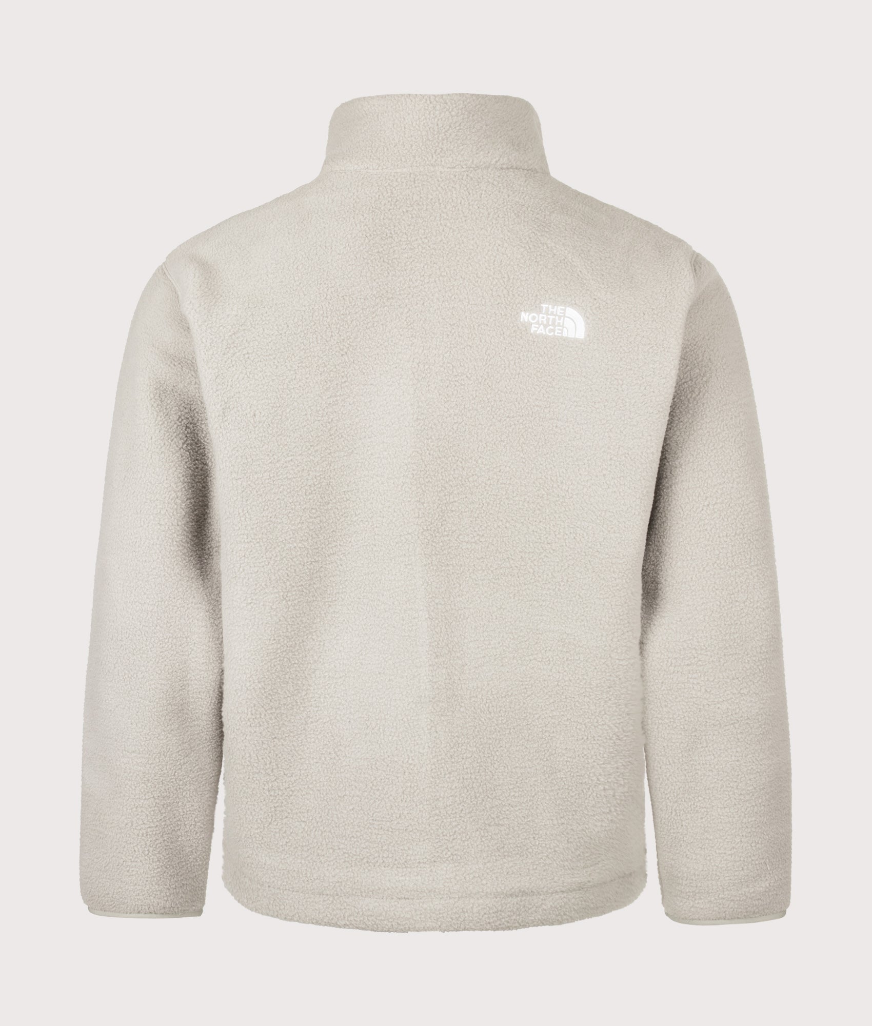 The North Face Relaxed Fit TNF Fleeski Zip Through Fleece in Stone Slab at EQVVS Menswear. Back shot.