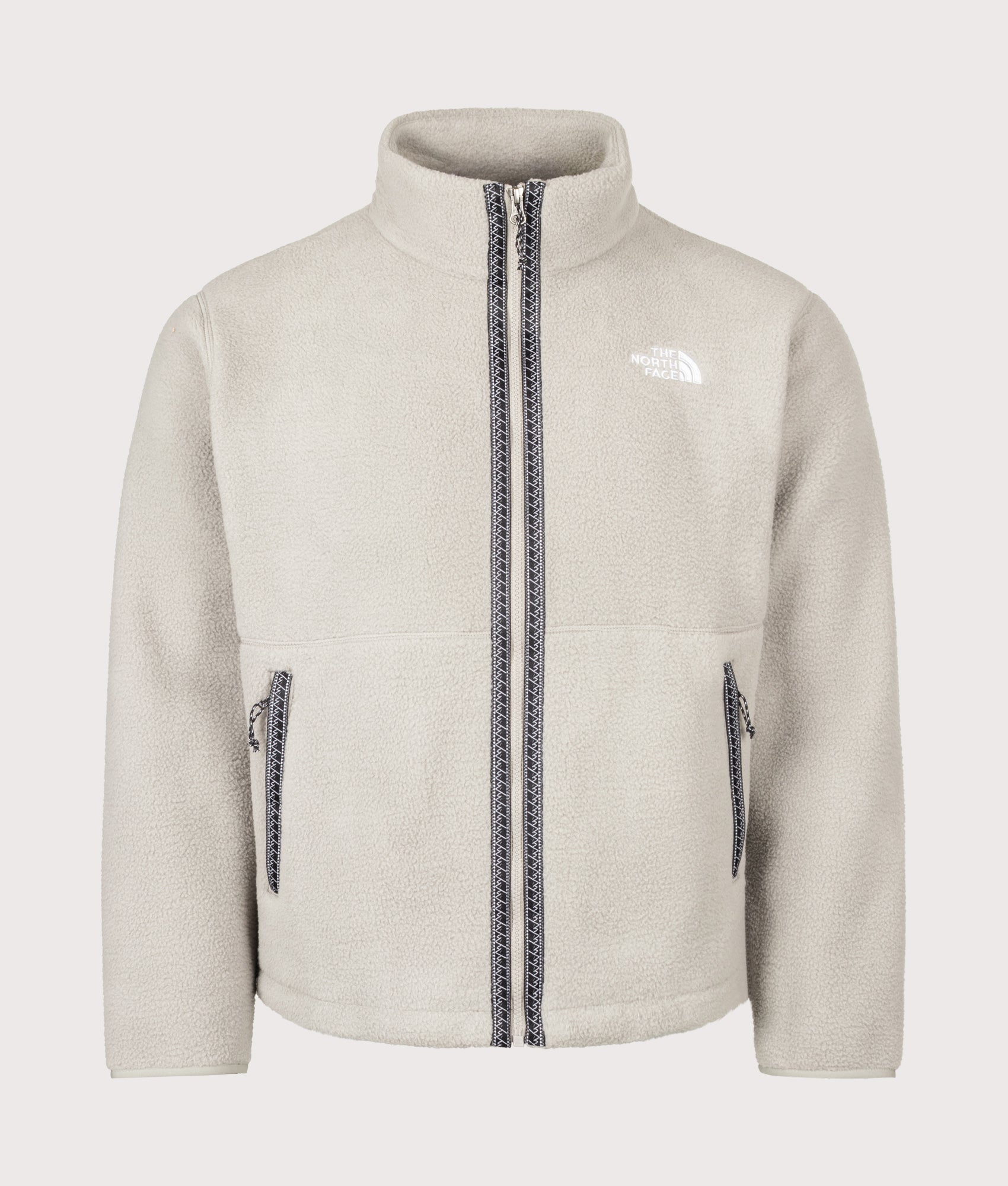 The North Face Relaxed Fit TNF Fleeski Zip Through Fleece in Stone Slab at EQVVS Menswear. Front shot.