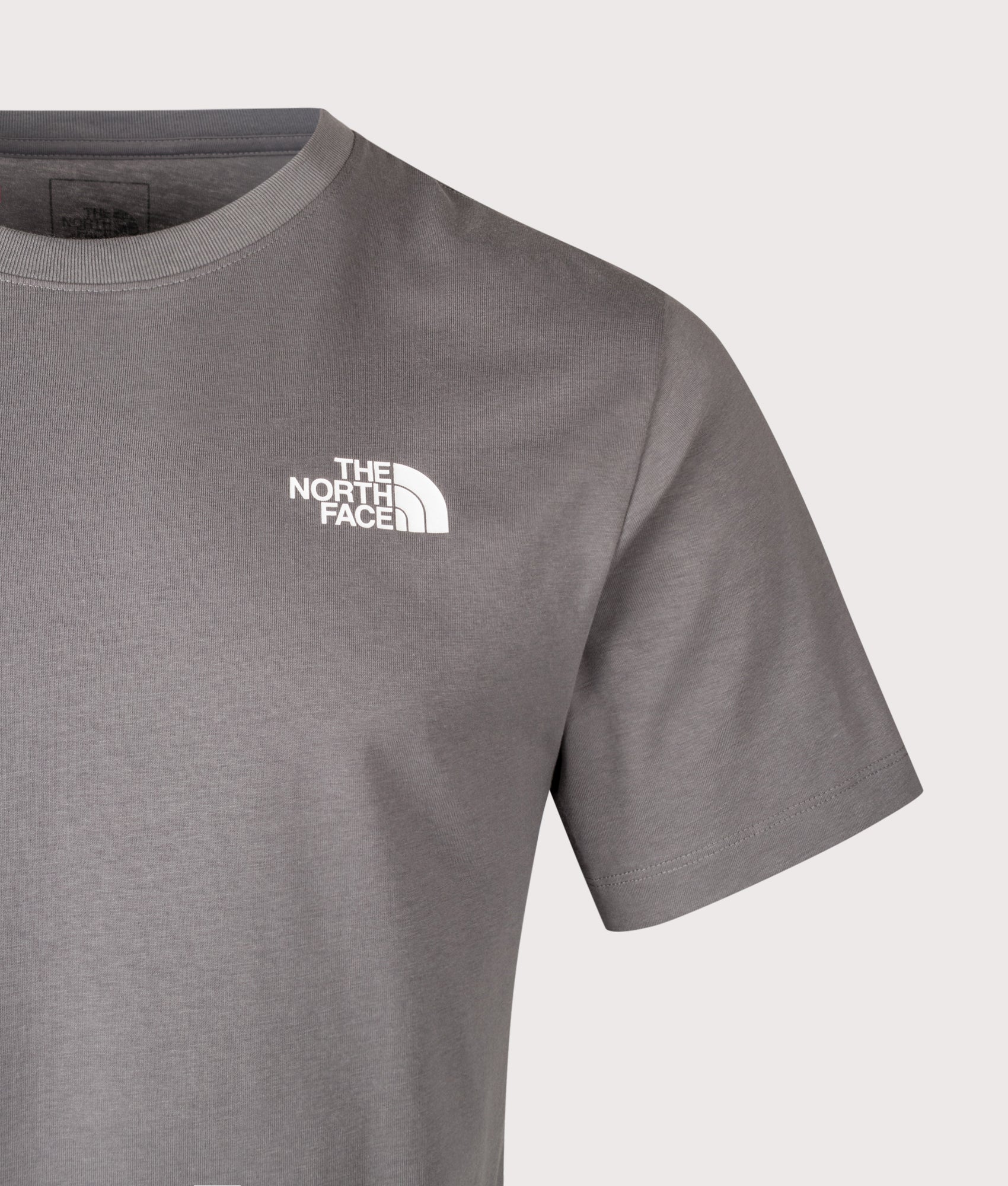 The North Face Regular Fit Vertical Graphic T-Shirt in Smoked Pearl at EQVVS Menswear. Detail shot.