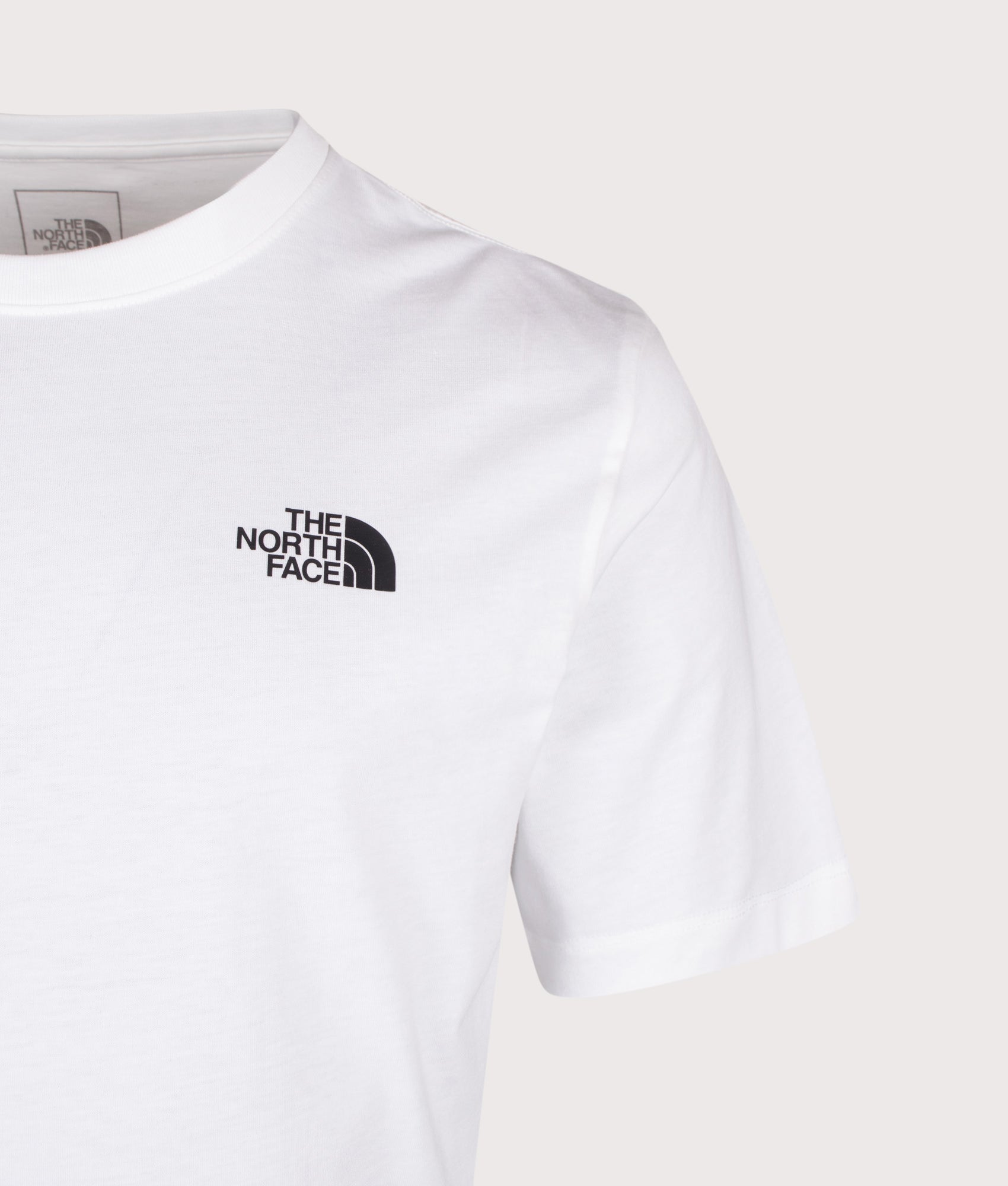 The North Face Regular Fit Vertical Graphic T-Shirt in TNF White at EQVVS Menswear. Detail shot.