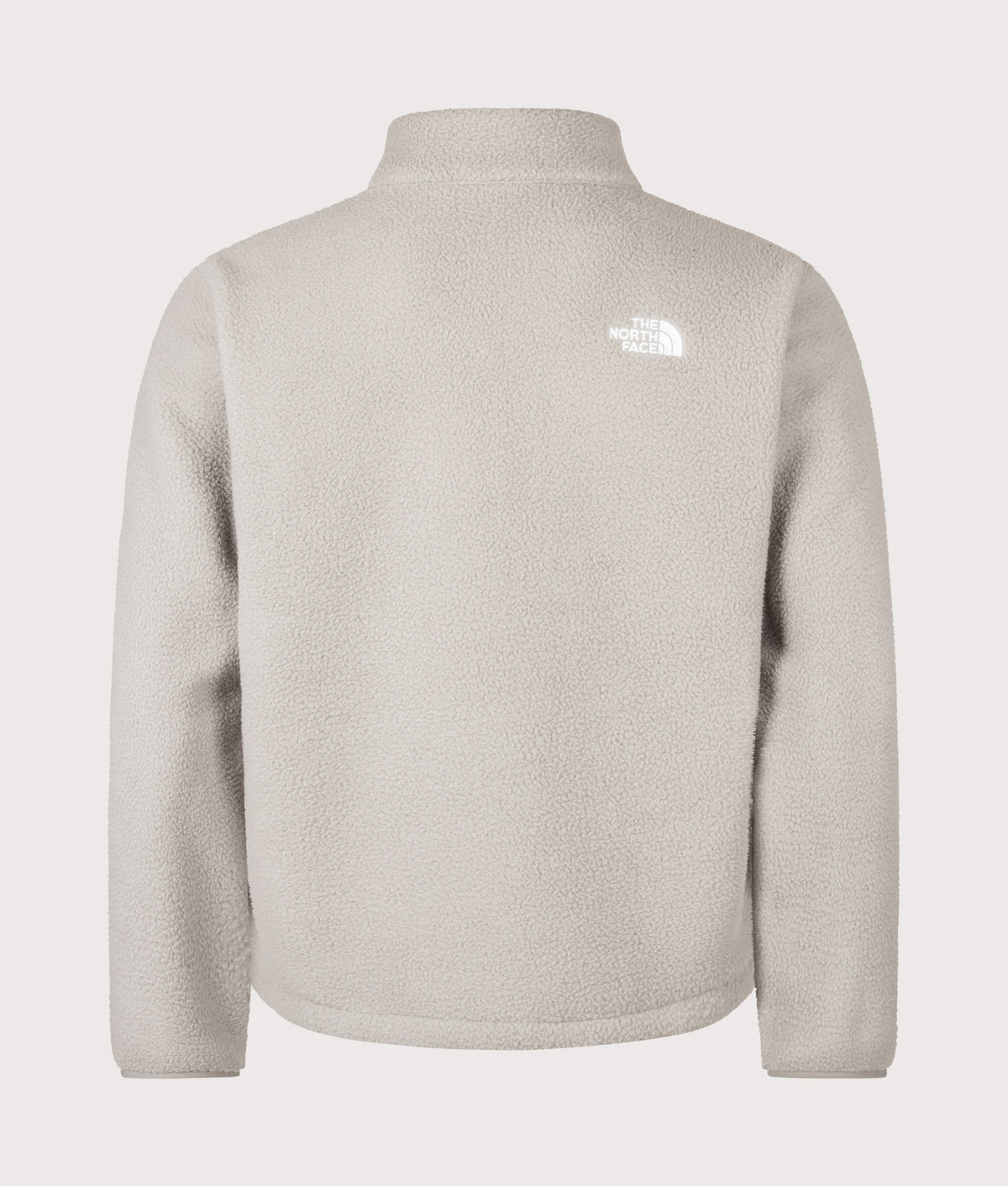 The North Face Relaxed Fit TNF Fleeski Quarter Zip Fleece in Stone Slab at EQVVS Menswear. Back shot.