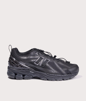 New Balance 19063R in Black with Dark Silver Metallic and Black Cement at EQVVS Menswear. Side shot.