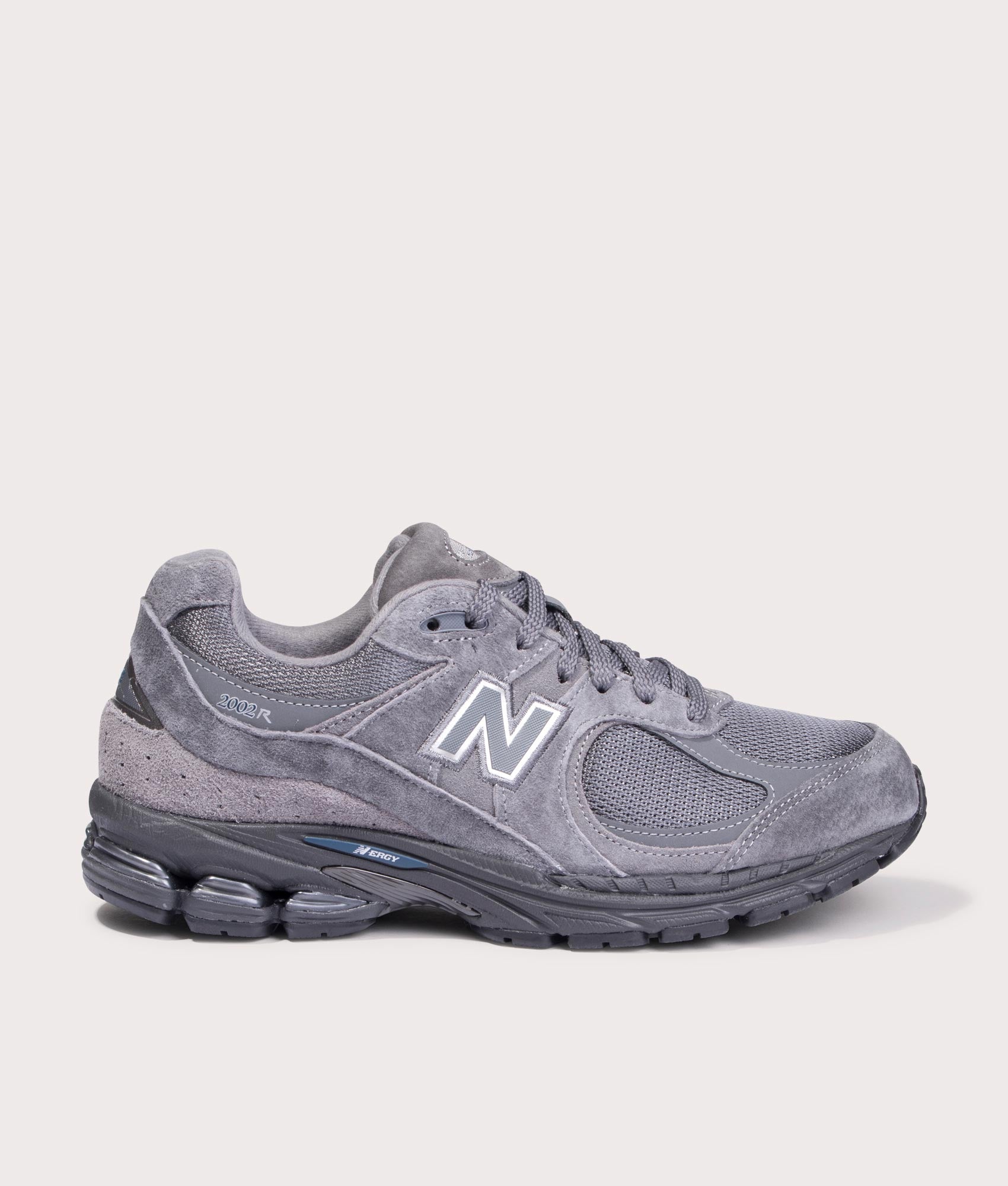 New Balance 2002R in Castlerock at EQVVS Menswear. Side shot.