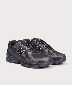 New Balance 740 in Black at EQVVS Menswear. Angled front shot.
