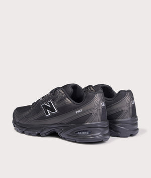 New Balance 740 in Black at EQVVS Menswear. Angled back shot.